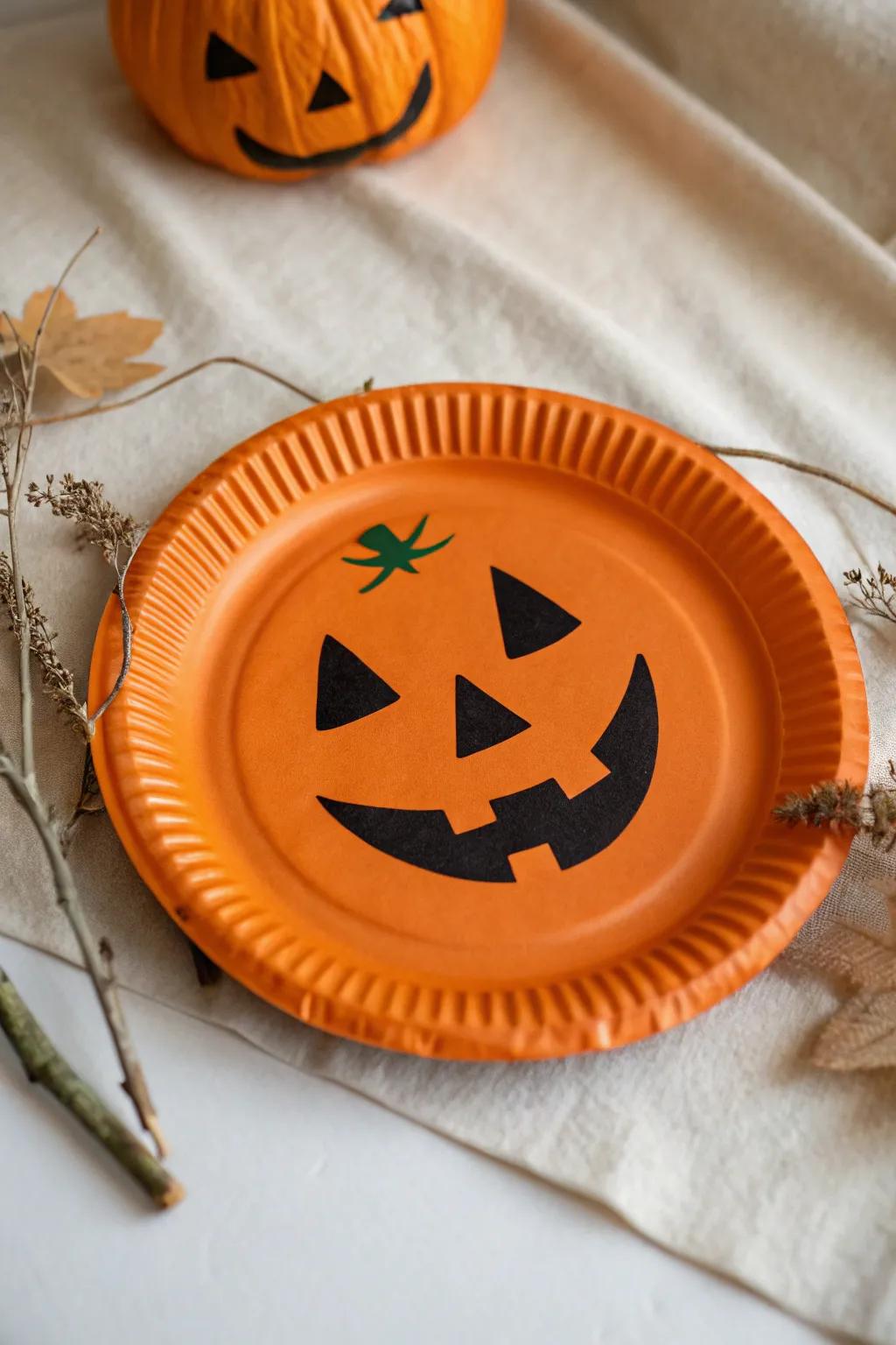Craft a touch of autumn charm with these delightful paper plate jack-o'-lanterns! 🎃✨