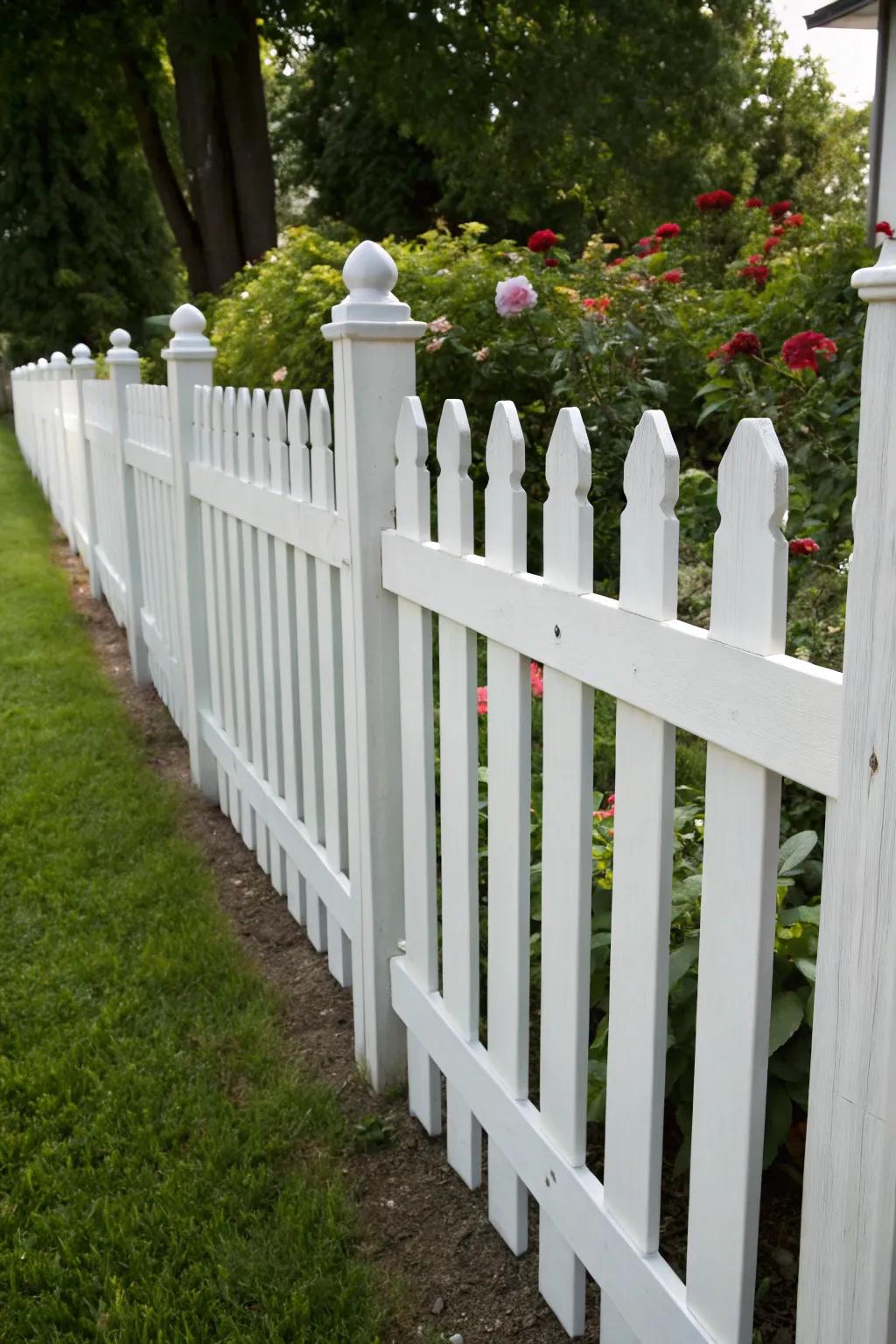 Embrace timeless elegance with a classic picket fence – where tradition meets charm.