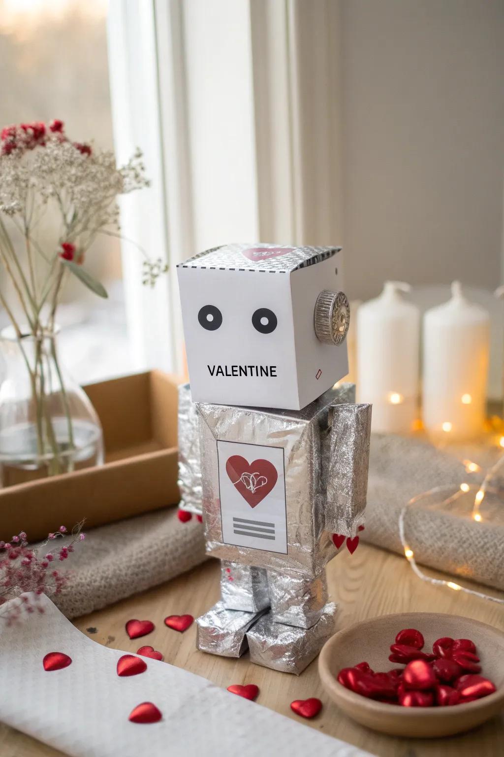 Capture hearts with a charmingly simple Robot Valentine box, where tech meets craft in minimalist elegance.