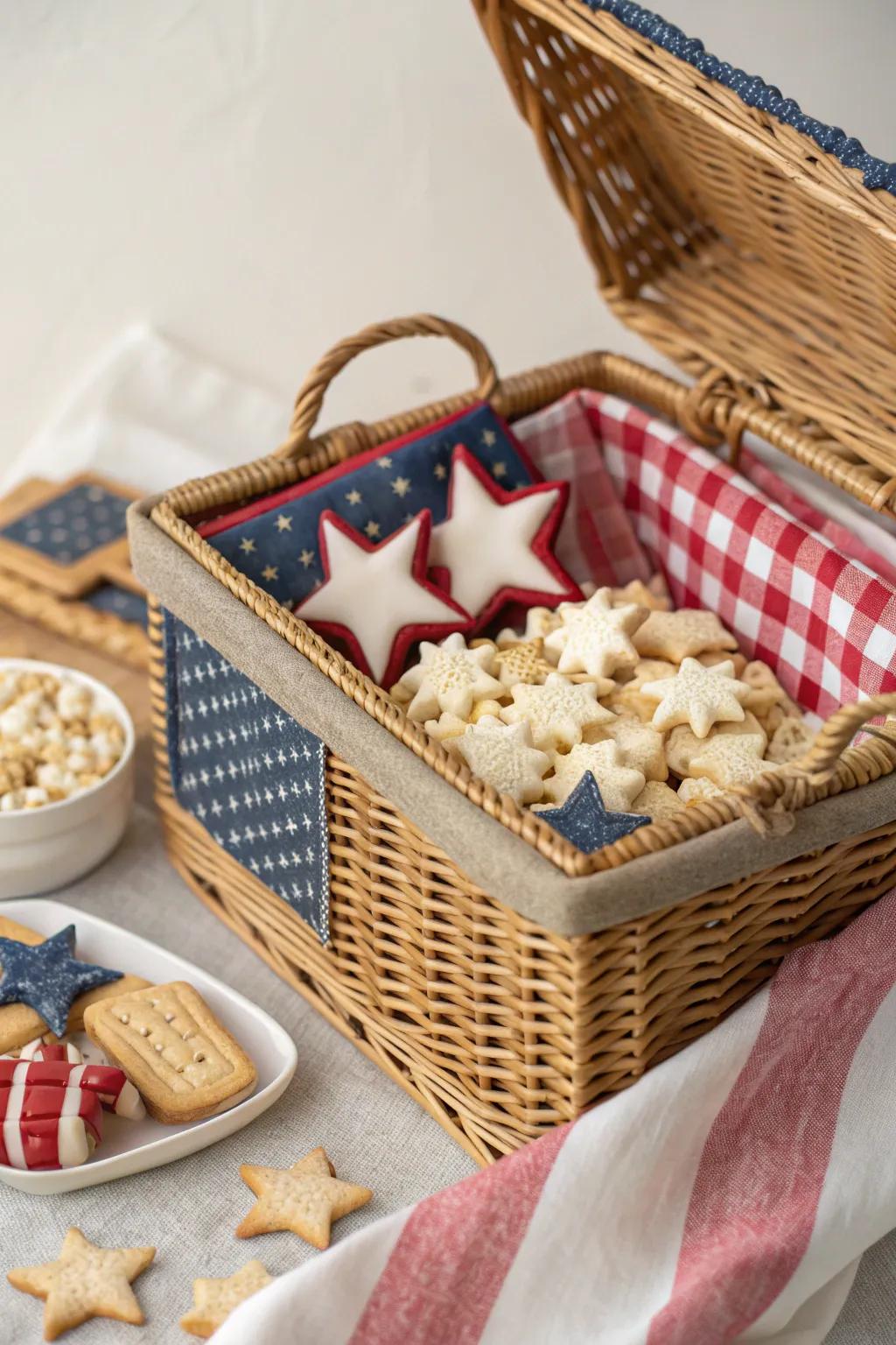 Celebrate in style with this elegant 4th of July gift basket, where craftsmanship meets festive flair.