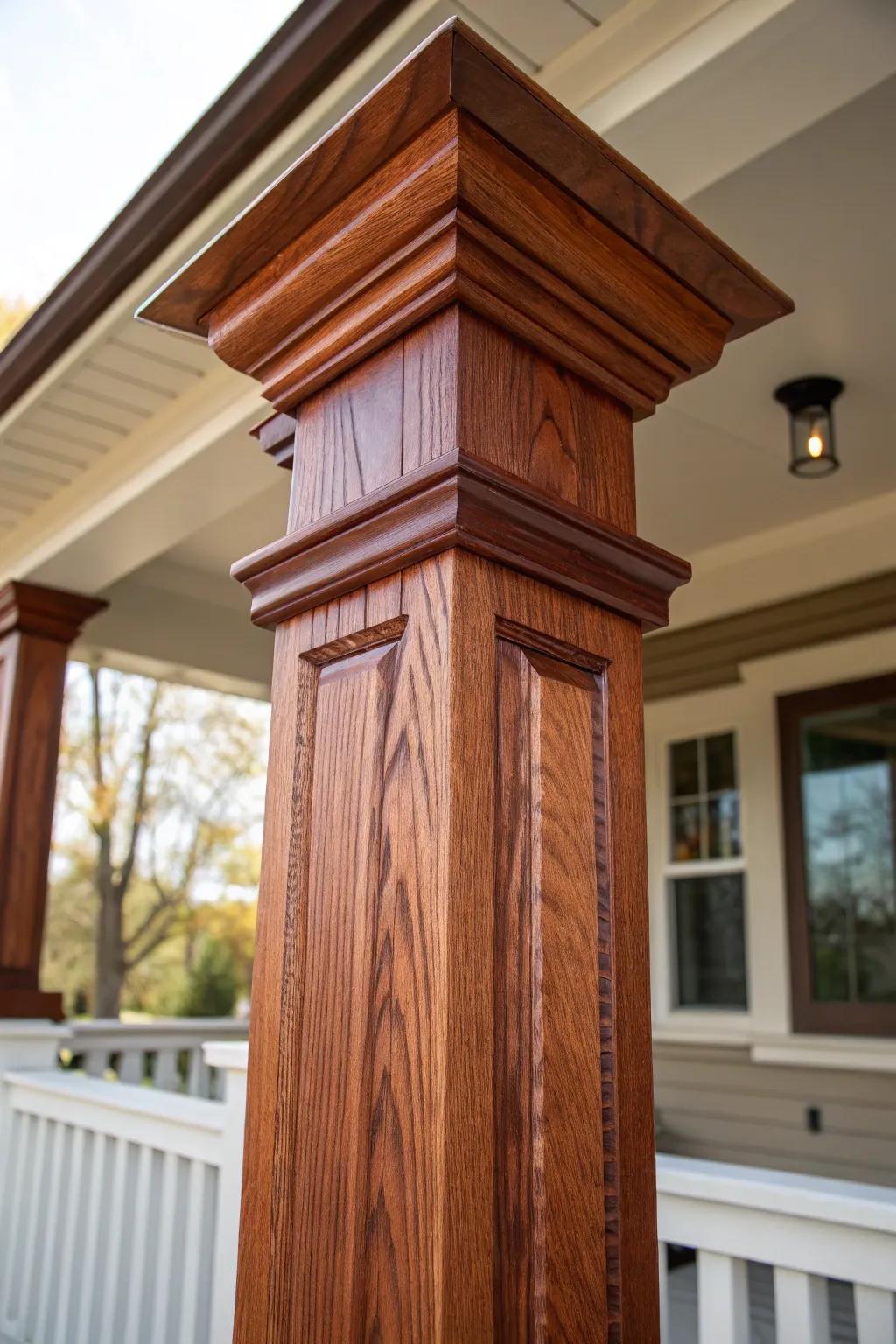 Elevate your home's style with timeless wooden post wraps—where craftsmanship meets classic elegance.