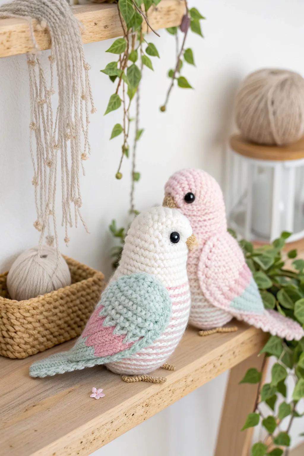 Celebrate your love story with these charming crochet lovebirds, a symbol of your everlasting bond.