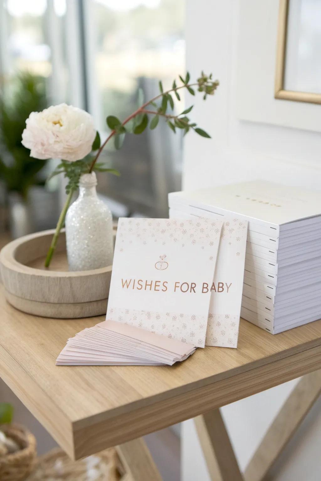Capture heartfelt wishes with our charming 'Wishes for Baby' cards, a timeless keepsake for your little one's journey. 🌿✨