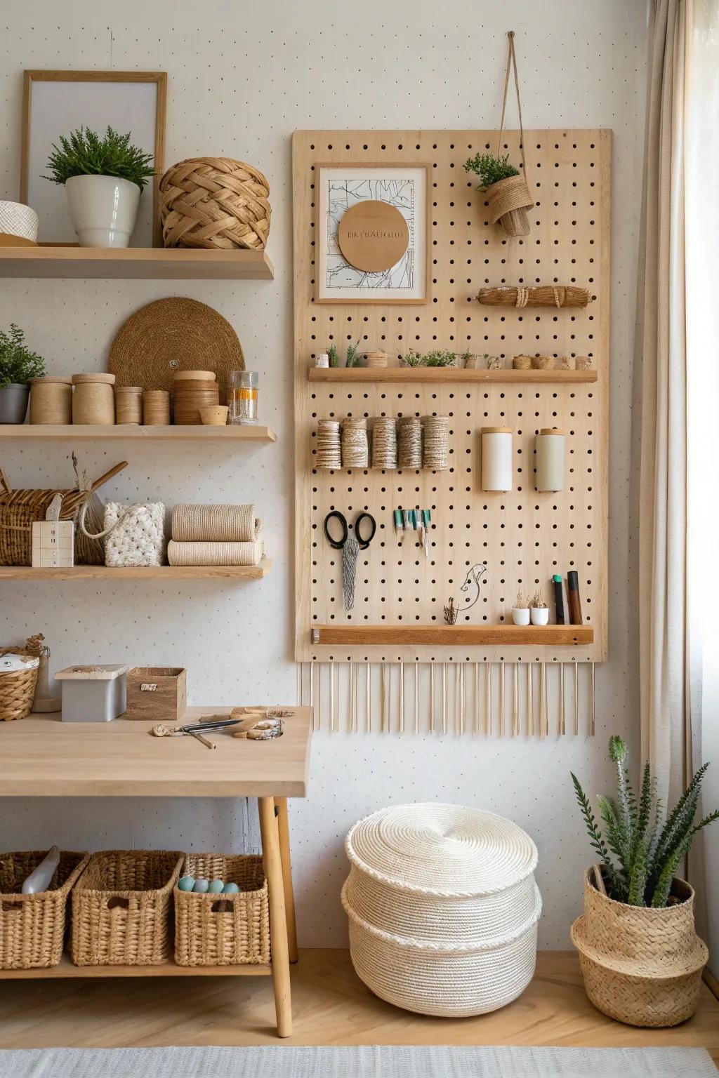 Elevate your crafting space with stylish vertical storage solutions that blend Scandinavian minimalism with Boho charm.