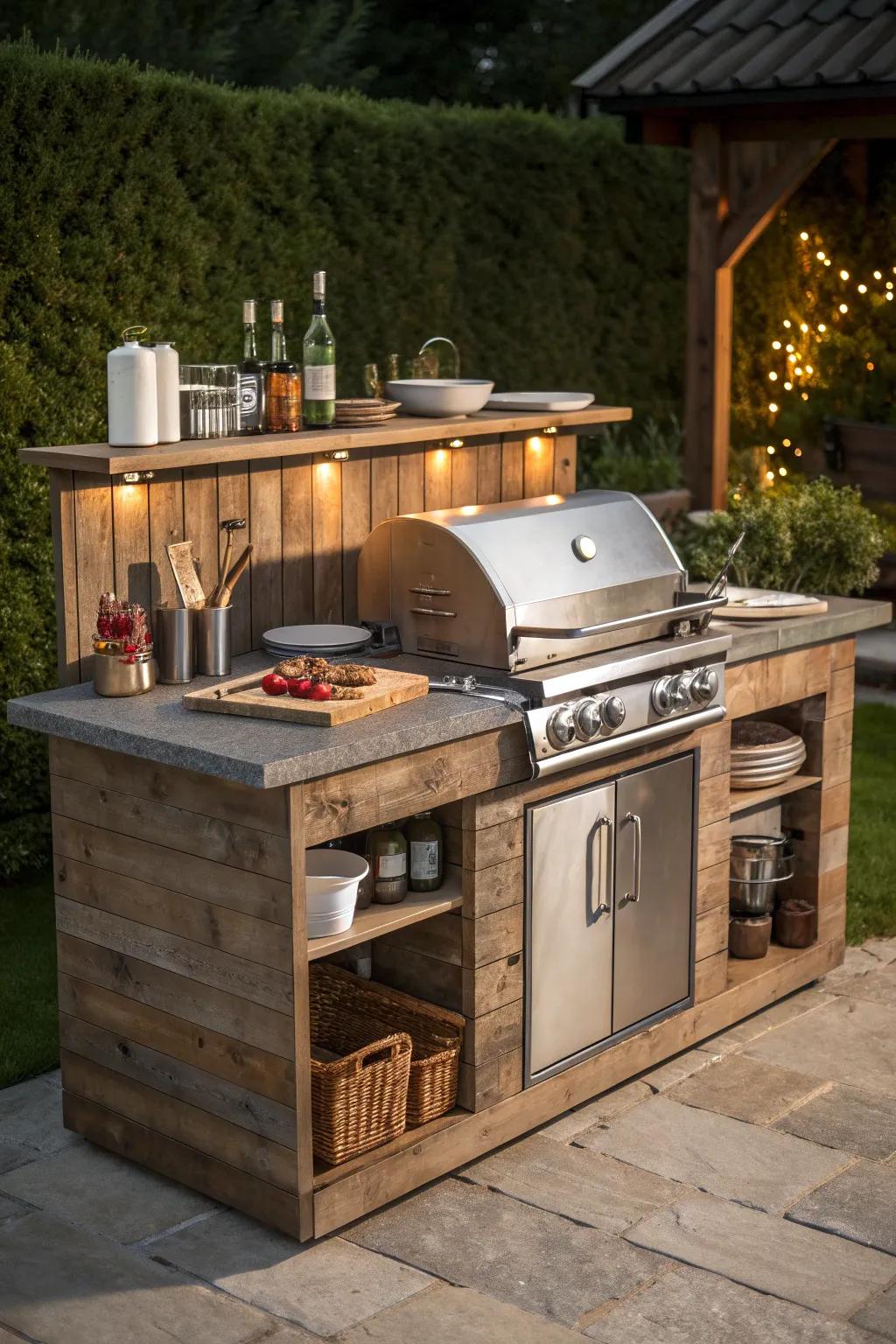 Elevate your grilling experience with a masterfully crafted outdoor kitchen station. Everything you need, right at your fingertips.