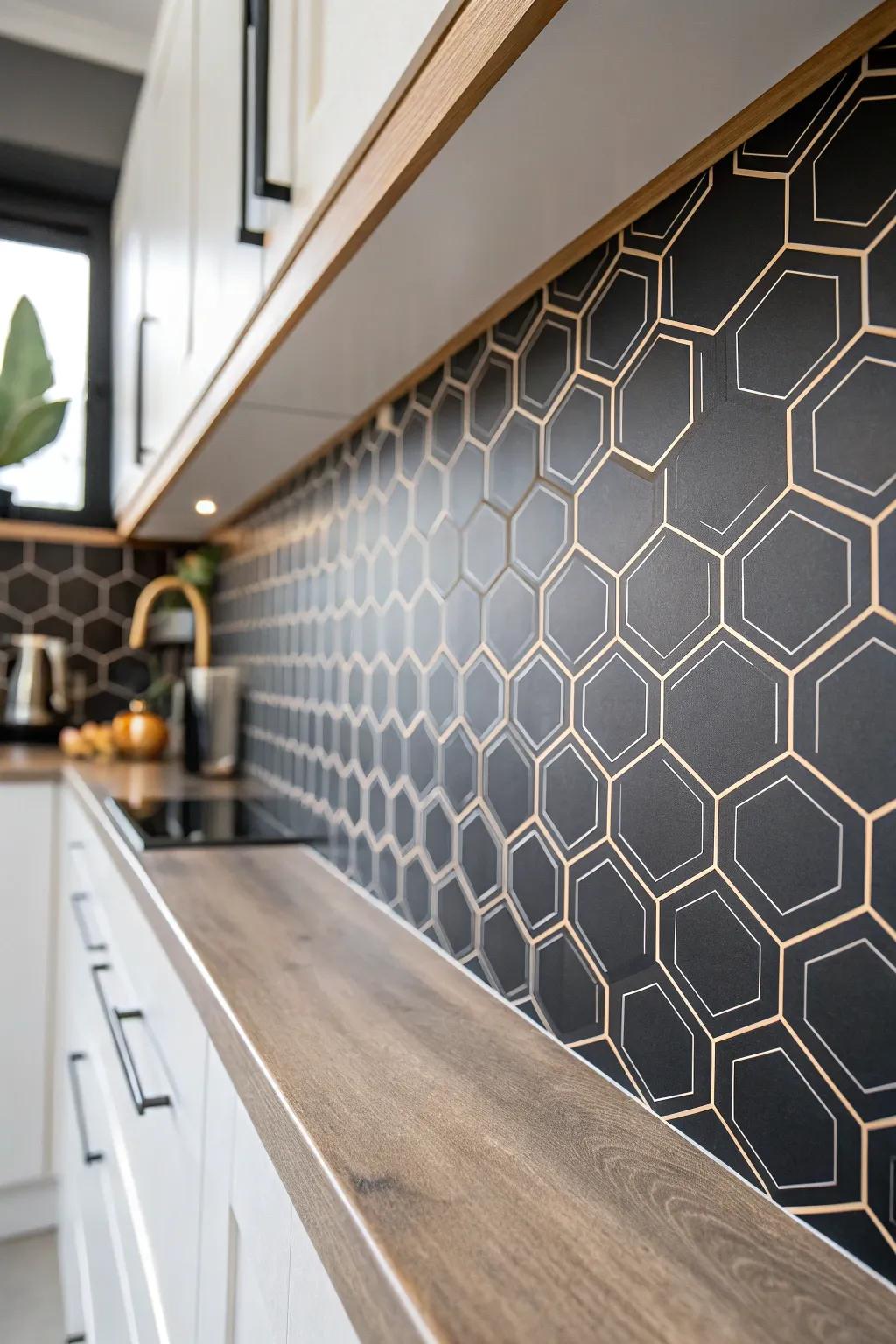 Transform your kitchen with bold geometric elegance that captures the essence of minimalist beauty.