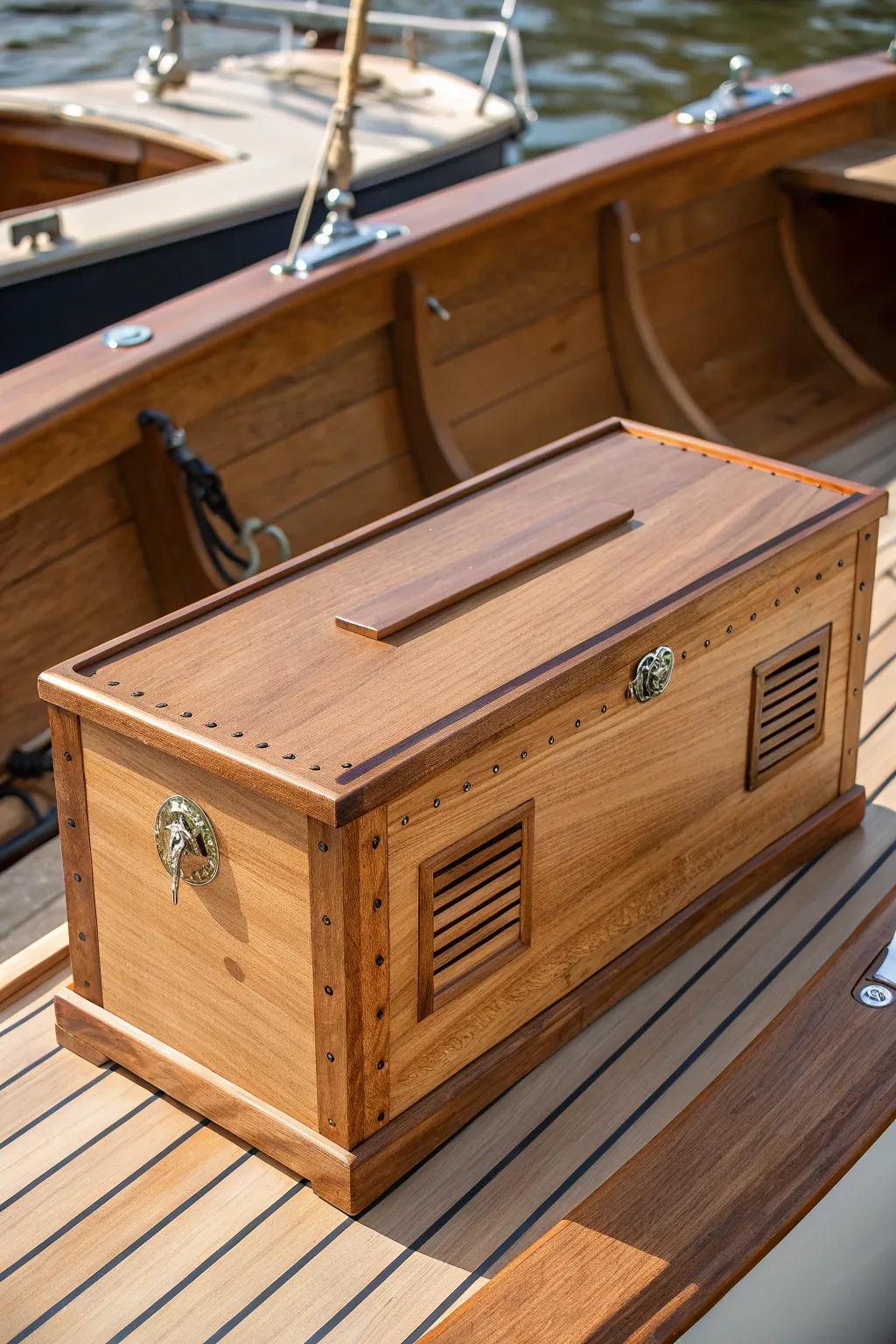 Craftsmanship meets functionality: A beautifully designed battery box ensuring safety and style on your boat.