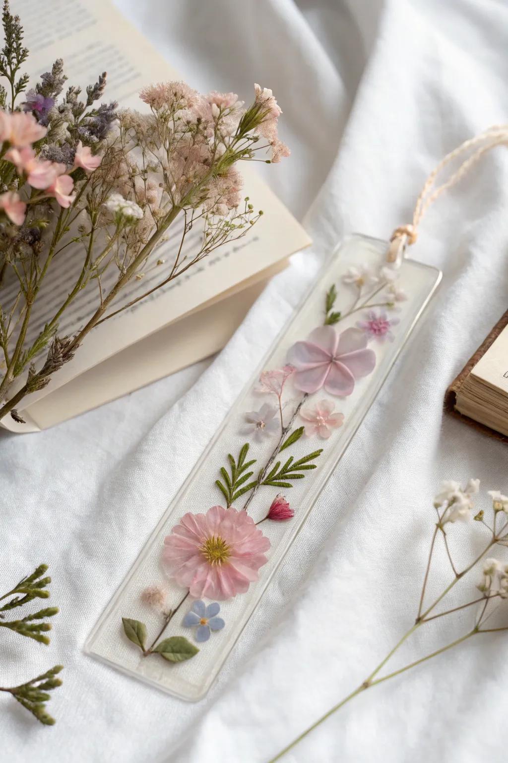 Nature's elegance pressed into a bookmark—bring a hint of springtime to your reading journey.