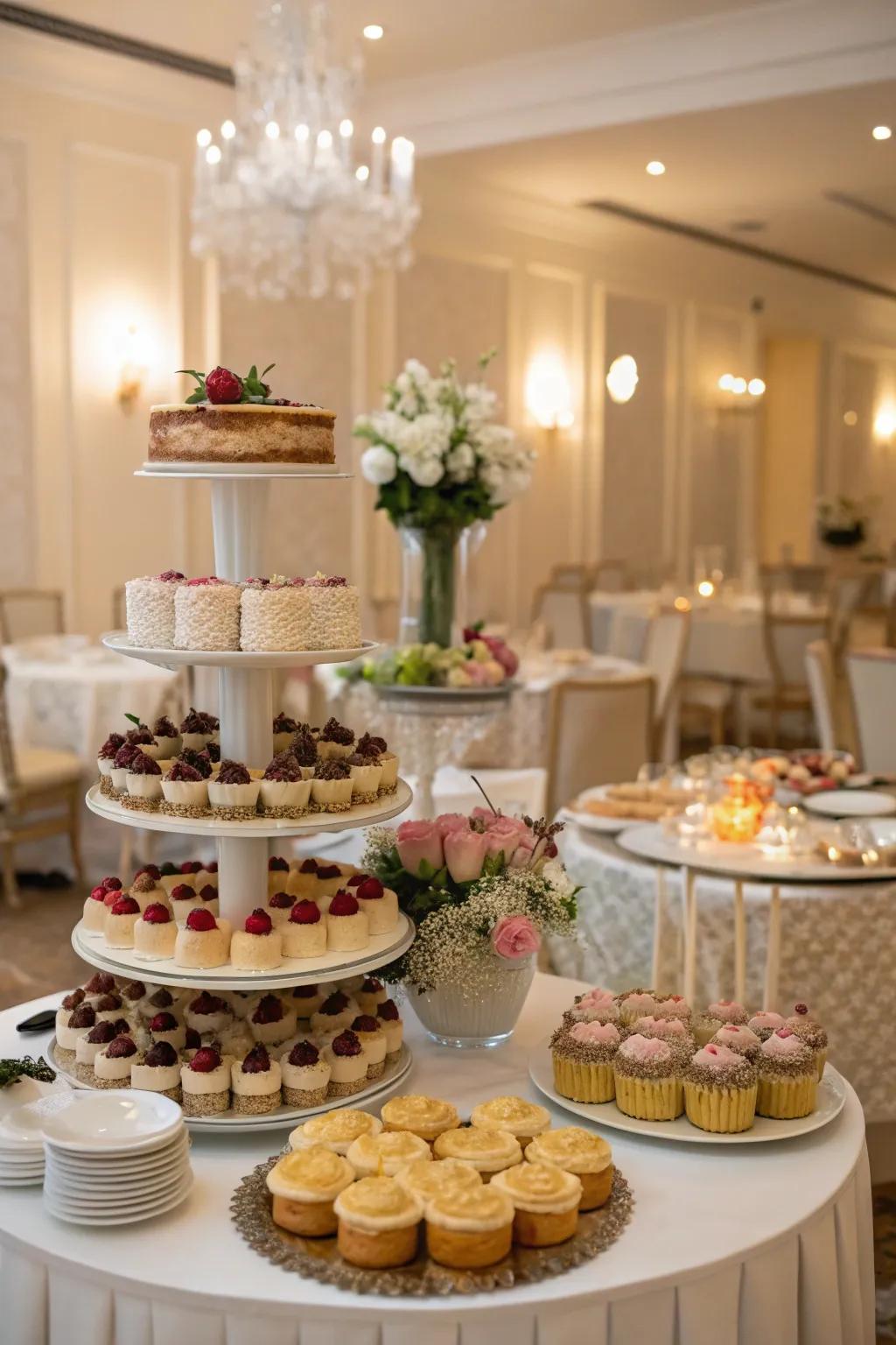 Using tiered platters to create an appealing buffet display.