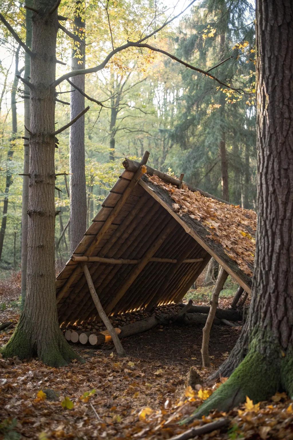 Embrace the wild with a classic lean-to shelter, perfect for the craftsmans’ soul.