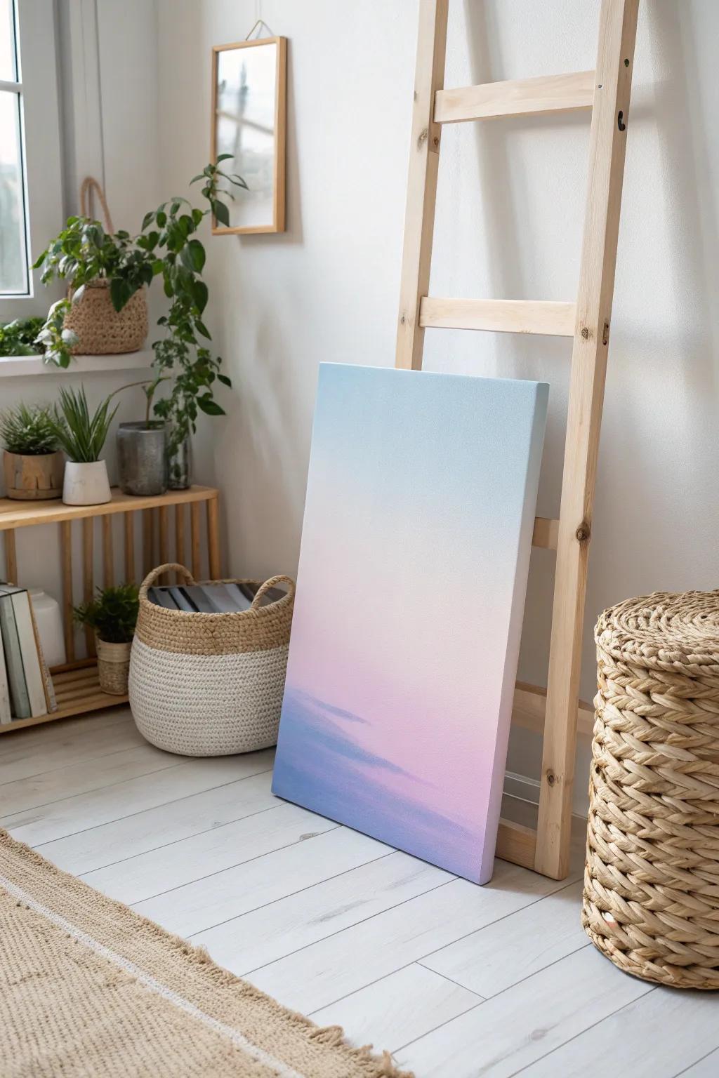 Embrace tranquility with soothing twilight hues on canvas. Perfect for the minimalist dreamer.