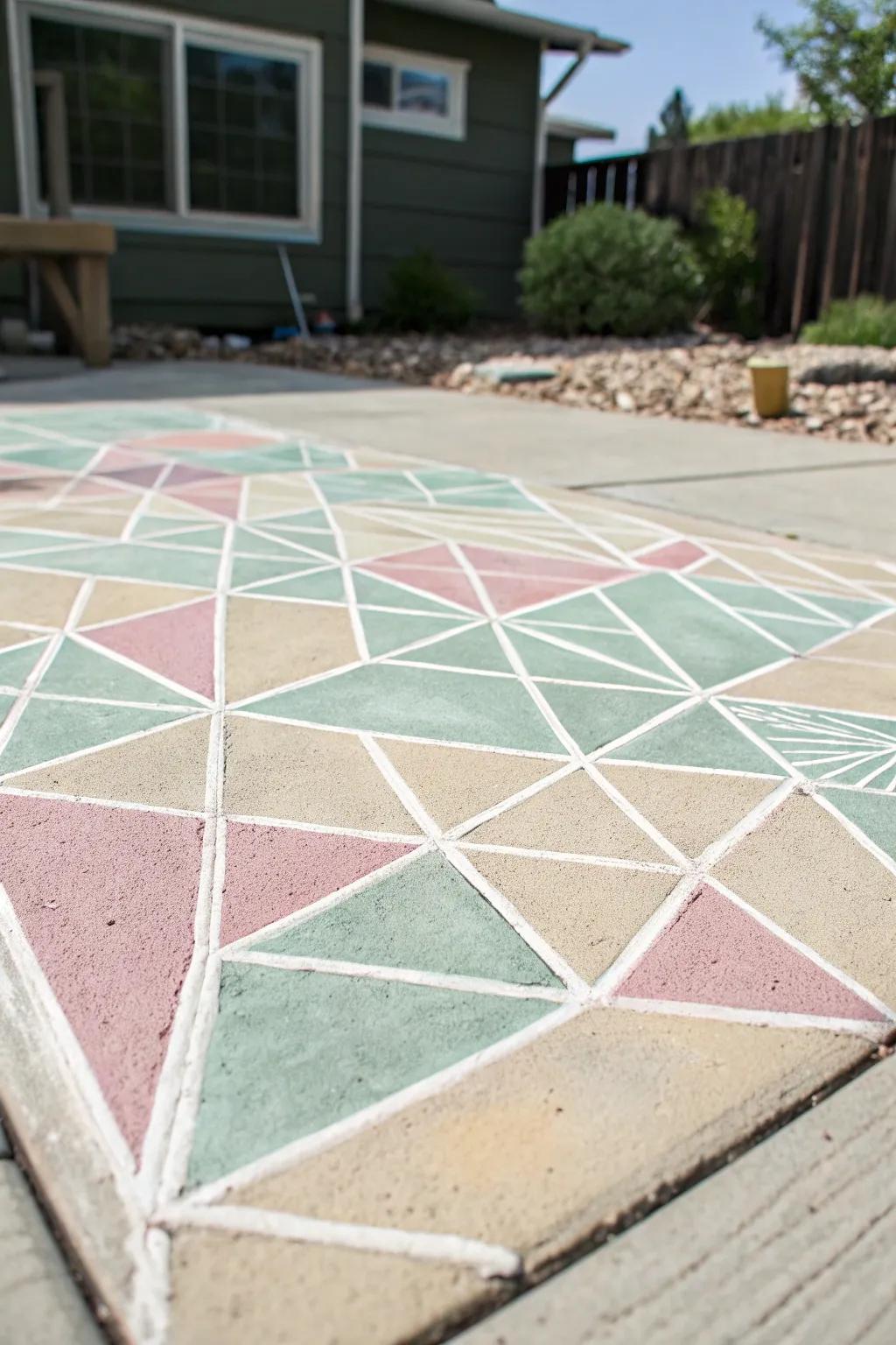 Explore the artistry of geometric chalk mosaics—where simplicity meets elegance.