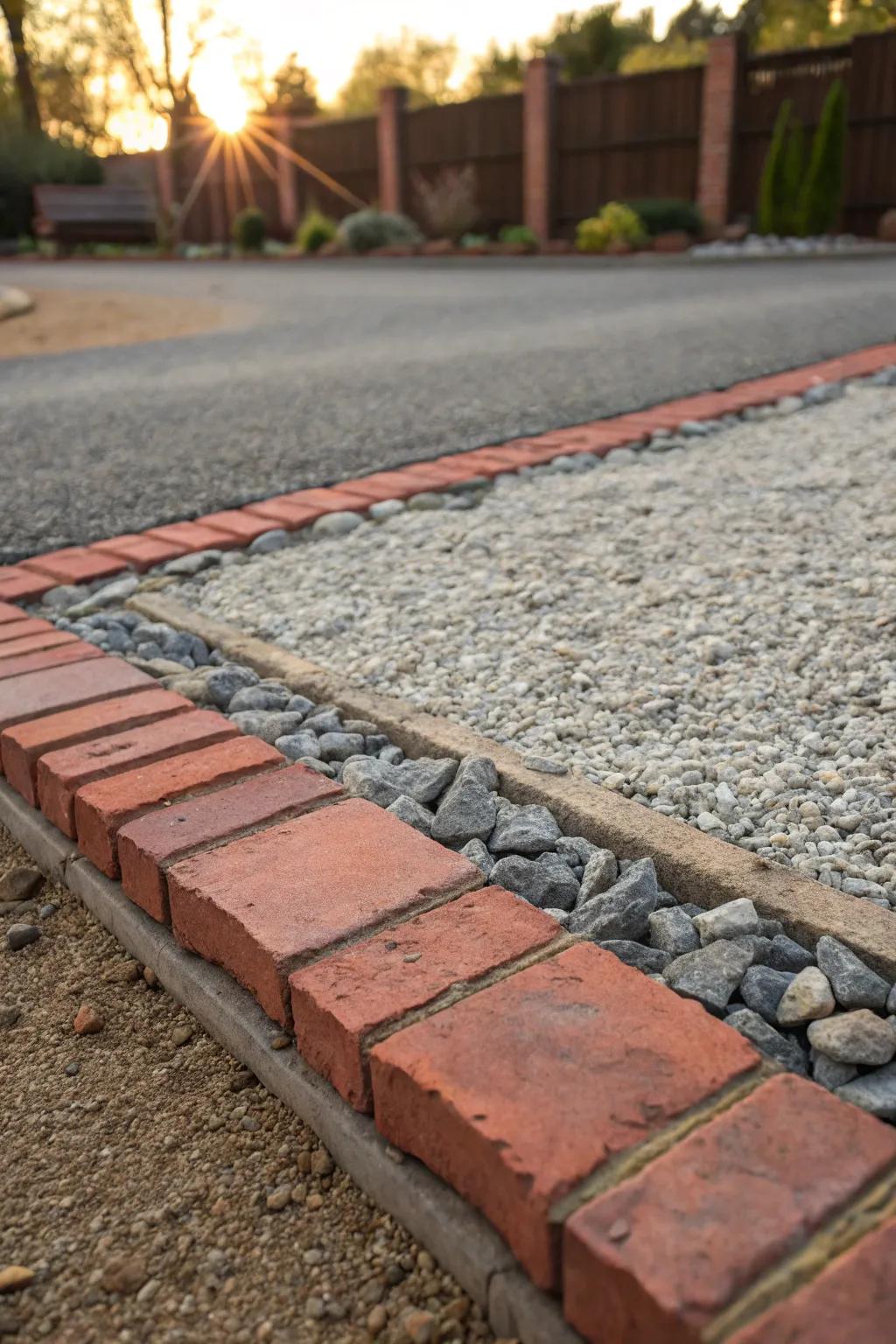 Elevate your driveway with the charm of brick edging for a sophisticated and polished look.