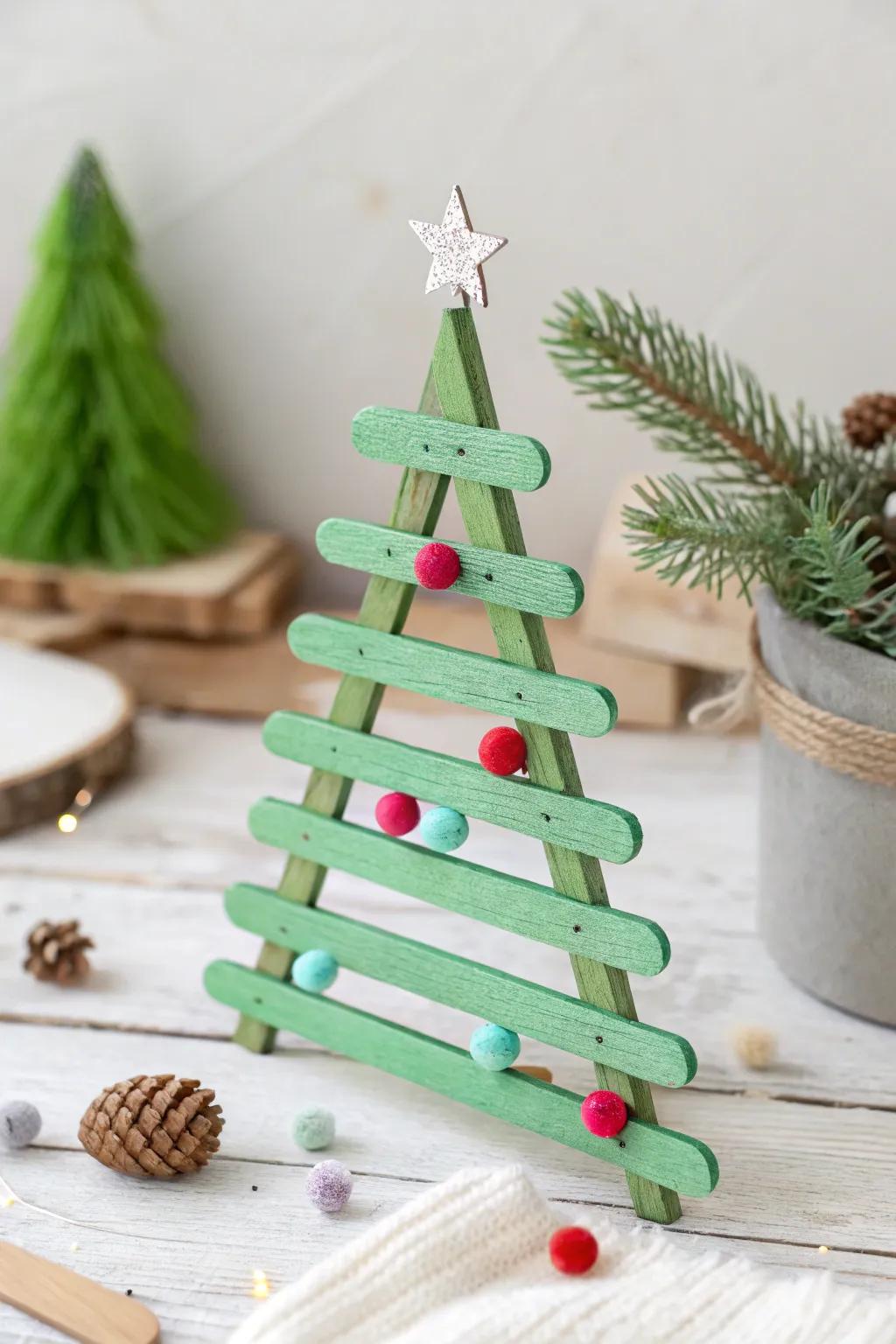 Crafting Christmas Joy: Simple Popsicle Stick Trees with a Festive Touch