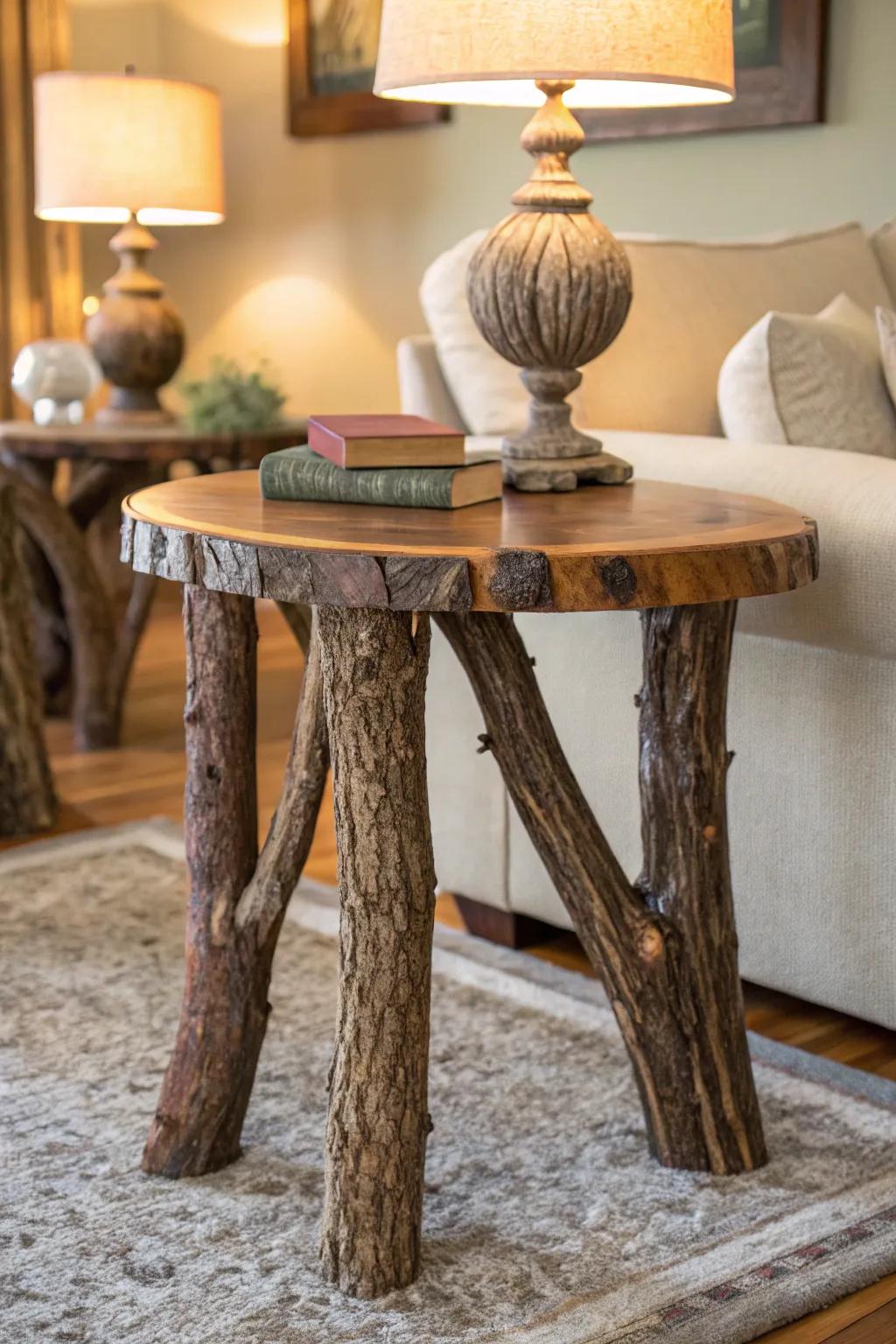 Bring the outdoors in with these stunning tree branch table legs, a perfect blend of nature and craftsmanship.