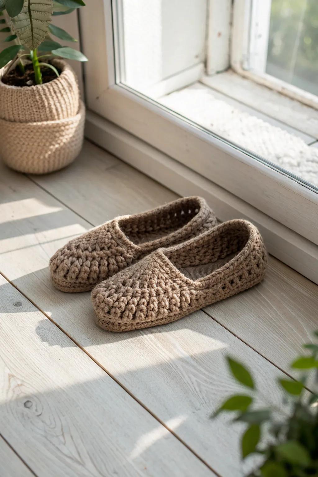 Wrap Dad's feet in warmth and style with these handcrafted crocheted slippers.