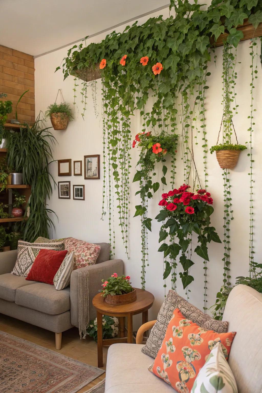 A floral fantasy backdrop creates a lush and inviting atmosphere.