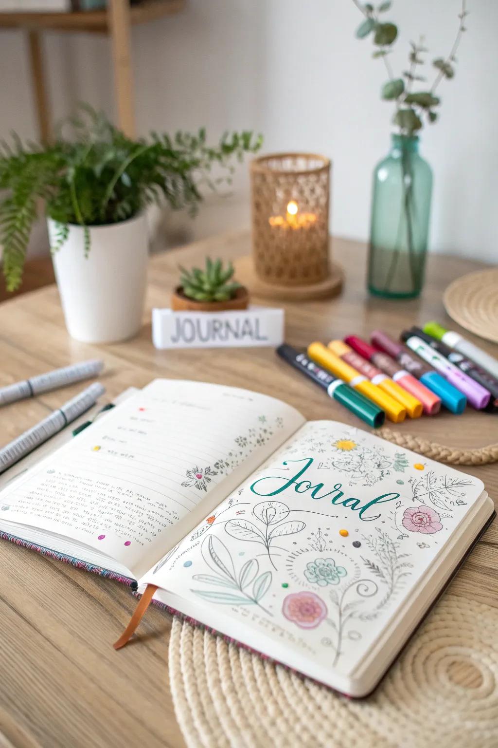 Unleash your creativity with colorful markers and let your journal pages come to life!