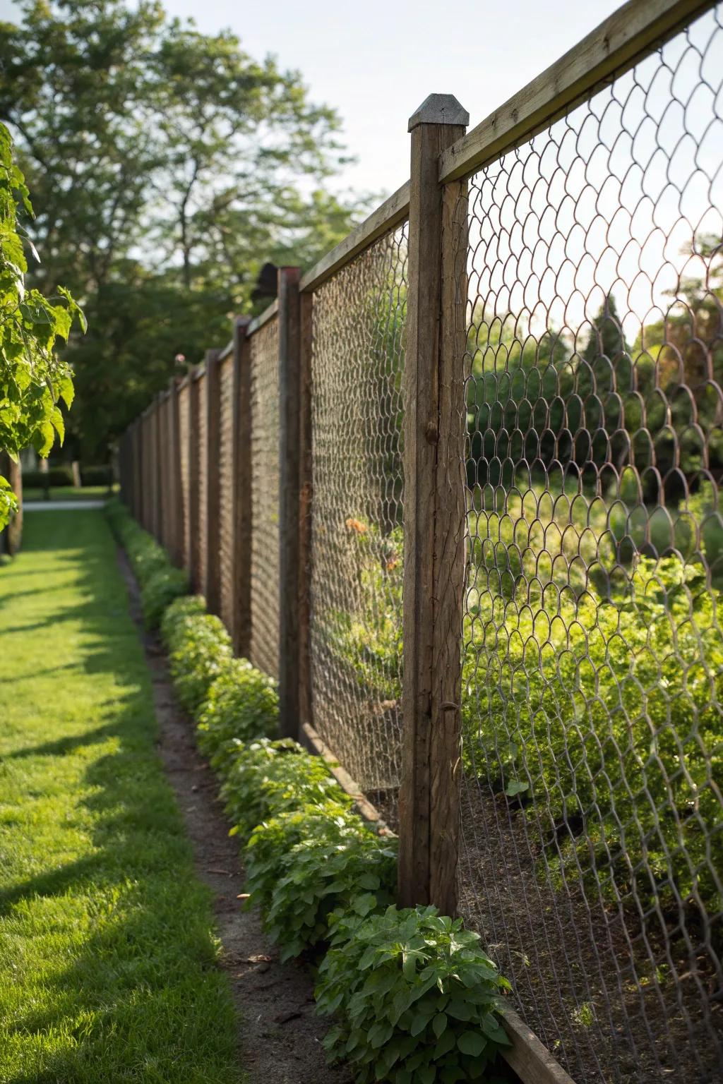 Elevate your garden's elegance with a tall mesh fence: a perfect blend of functionality and craftsmanship.