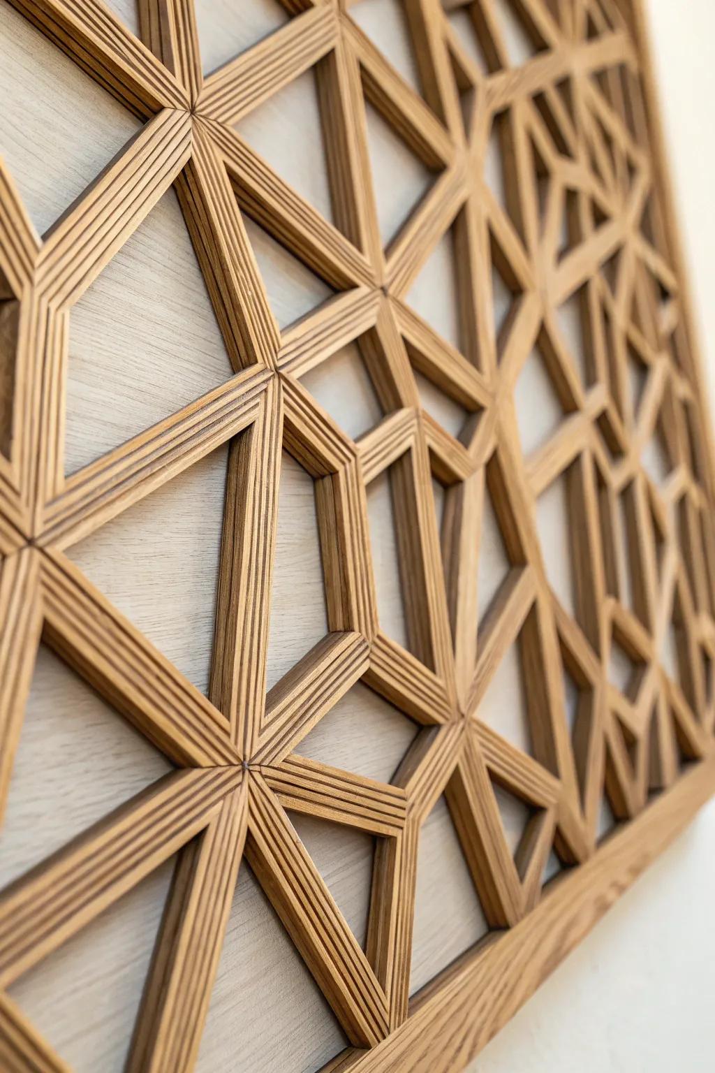 Elevate your space with the natural beauty of geometric wooden wall art.