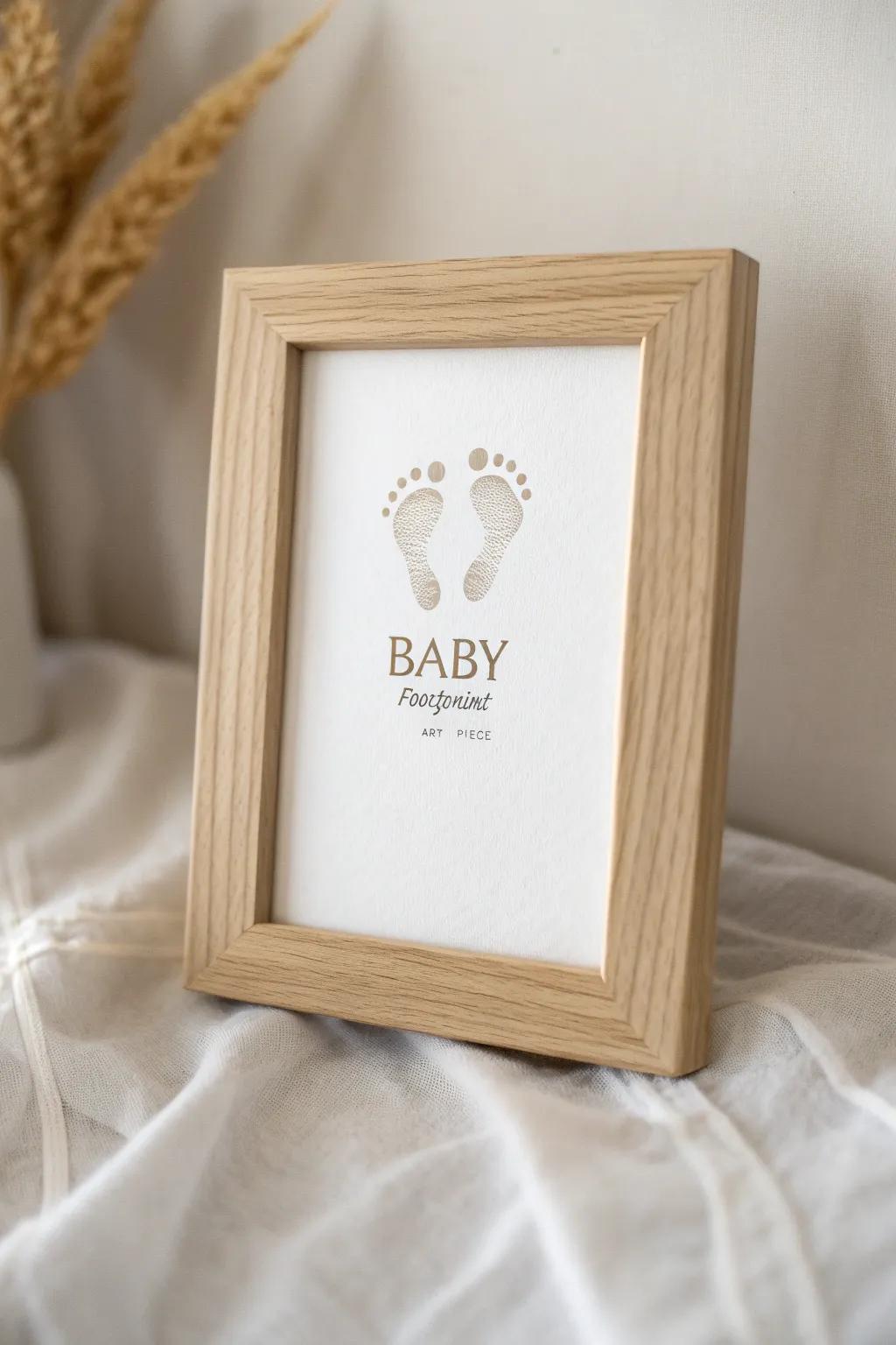 Capture precious memories with minimalist framed footprint art - a timeless keepsake for your wall.