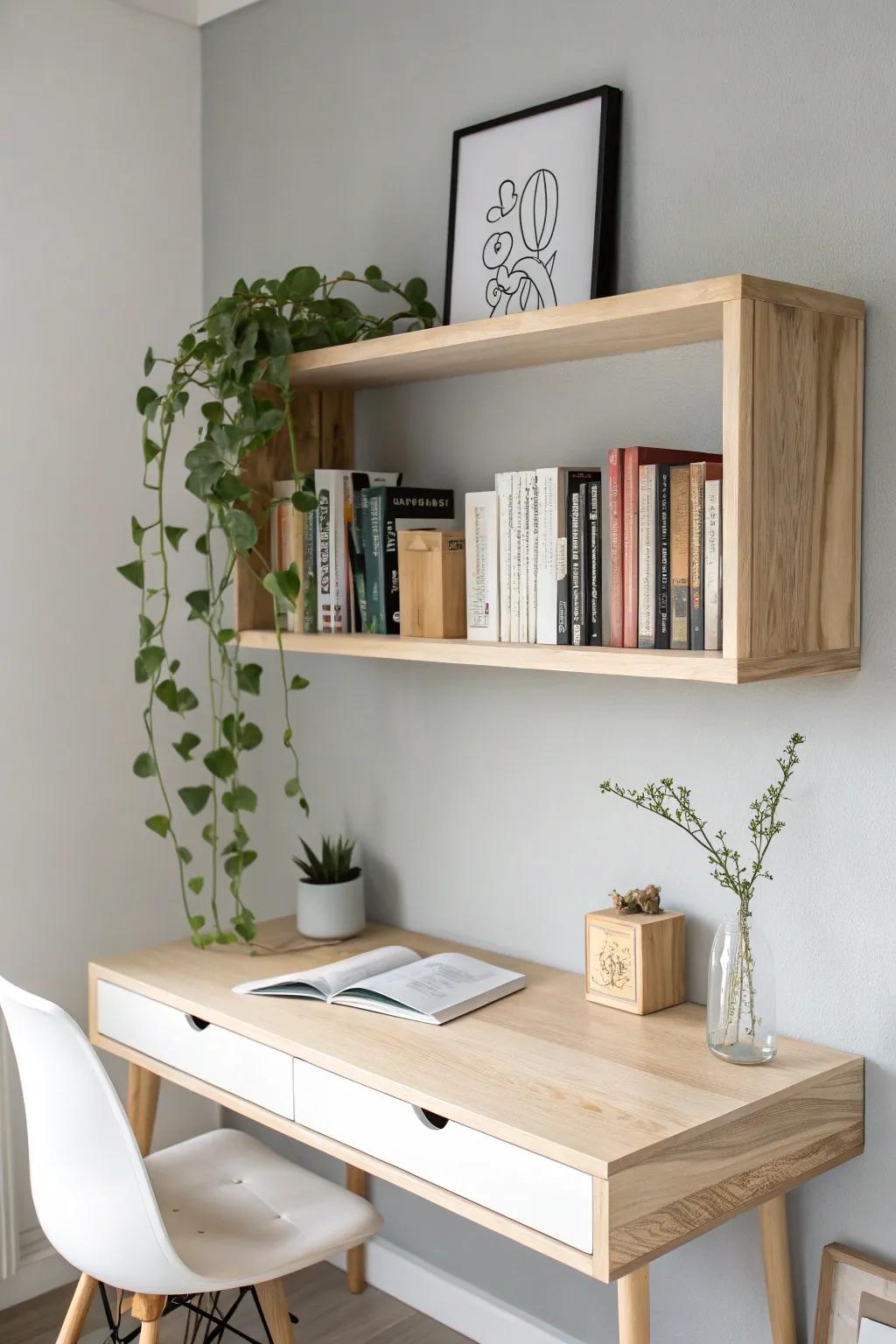 Elevate your space with minimalist, floating bookshelves – the perfect blend of style and functionality.