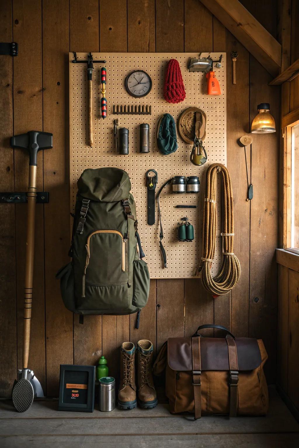 Transform your wall into a camping gear haven with style and precision.
