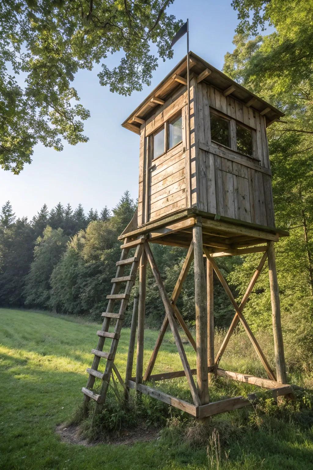 Craftsmanship at its peak: A reclaimed wood deer blind for the perfect vantage point.