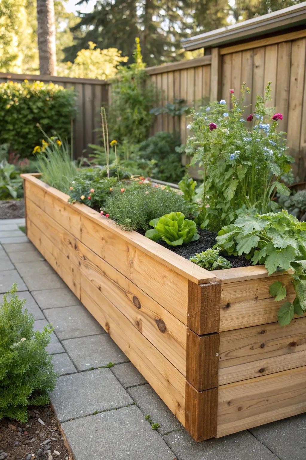 Embrace timeless charm with a classic cedar raised bed that blends craftsmanship with nature's beauty.