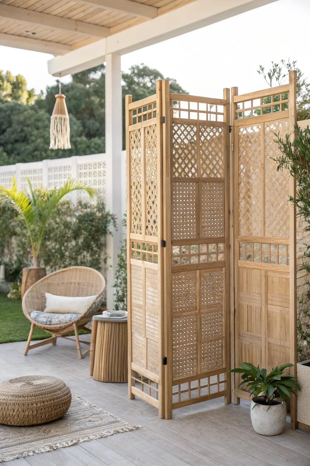 Transform your space into a tranquil retreat with a handcrafted lattice privacy screen.