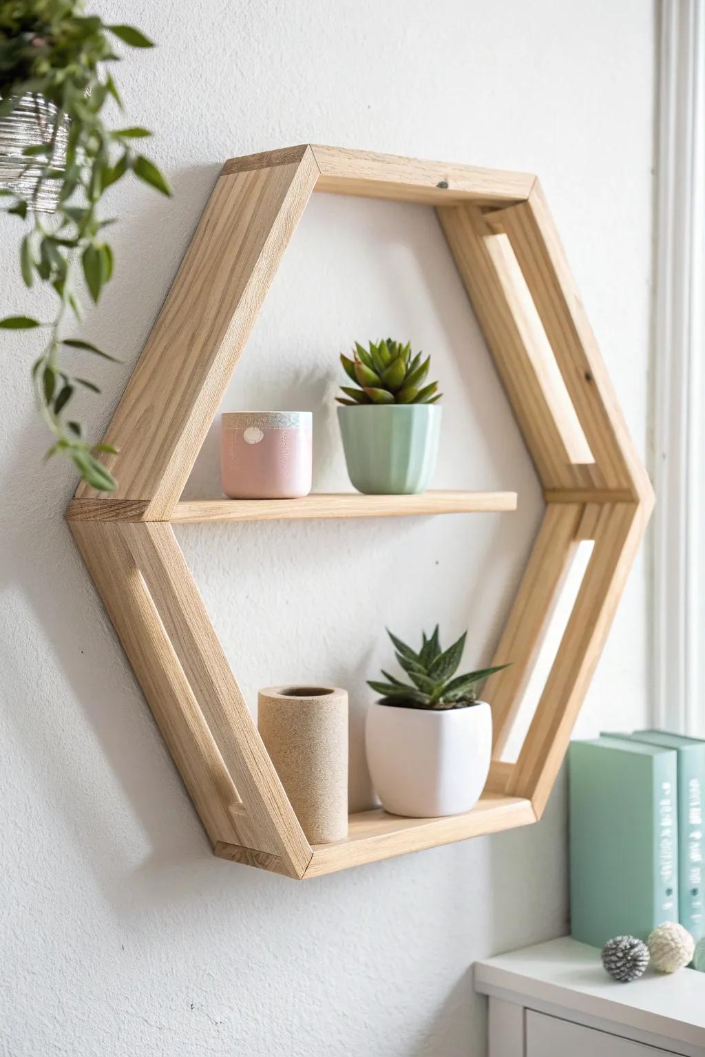 Elevate your decor with a touch of elegance—discover the beauty of hexagonal wall shelves.