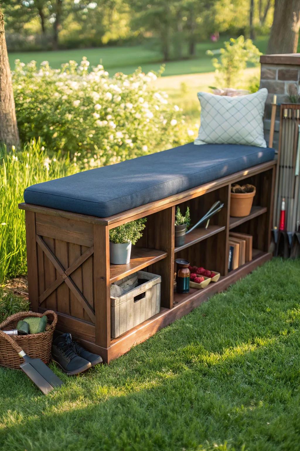 Transform your old bookshelf into a stylish outdoor bench with hidden storage—where comfort meets creativity.