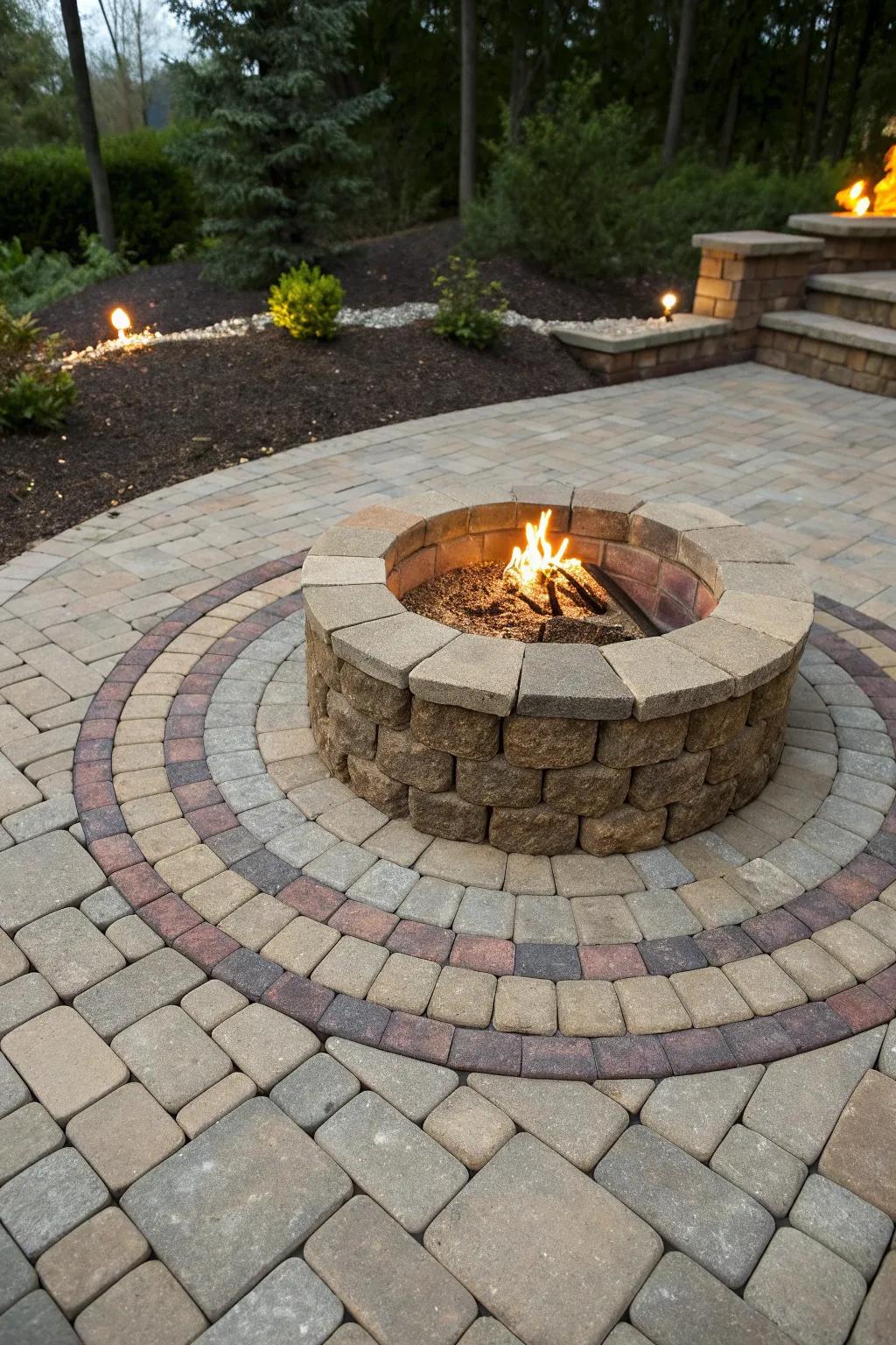 Gather around a masterfully crafted circular fire pit—where craftsmanship meets warmth.