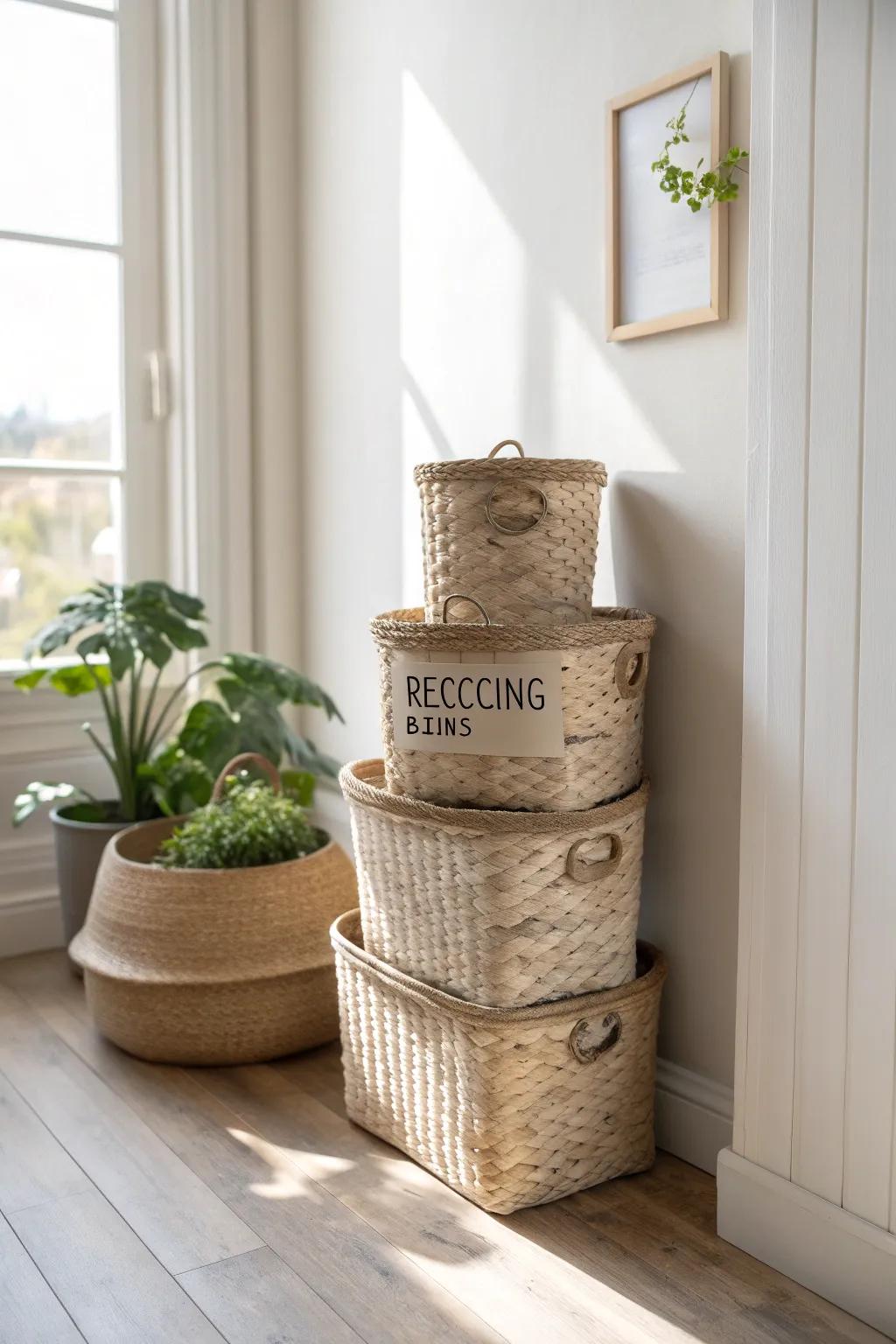 Elevate your recycling game with stylish stackable bins that keep your space tidy and chic. 🌿✨ #SustainableLiving #MinimalistHome