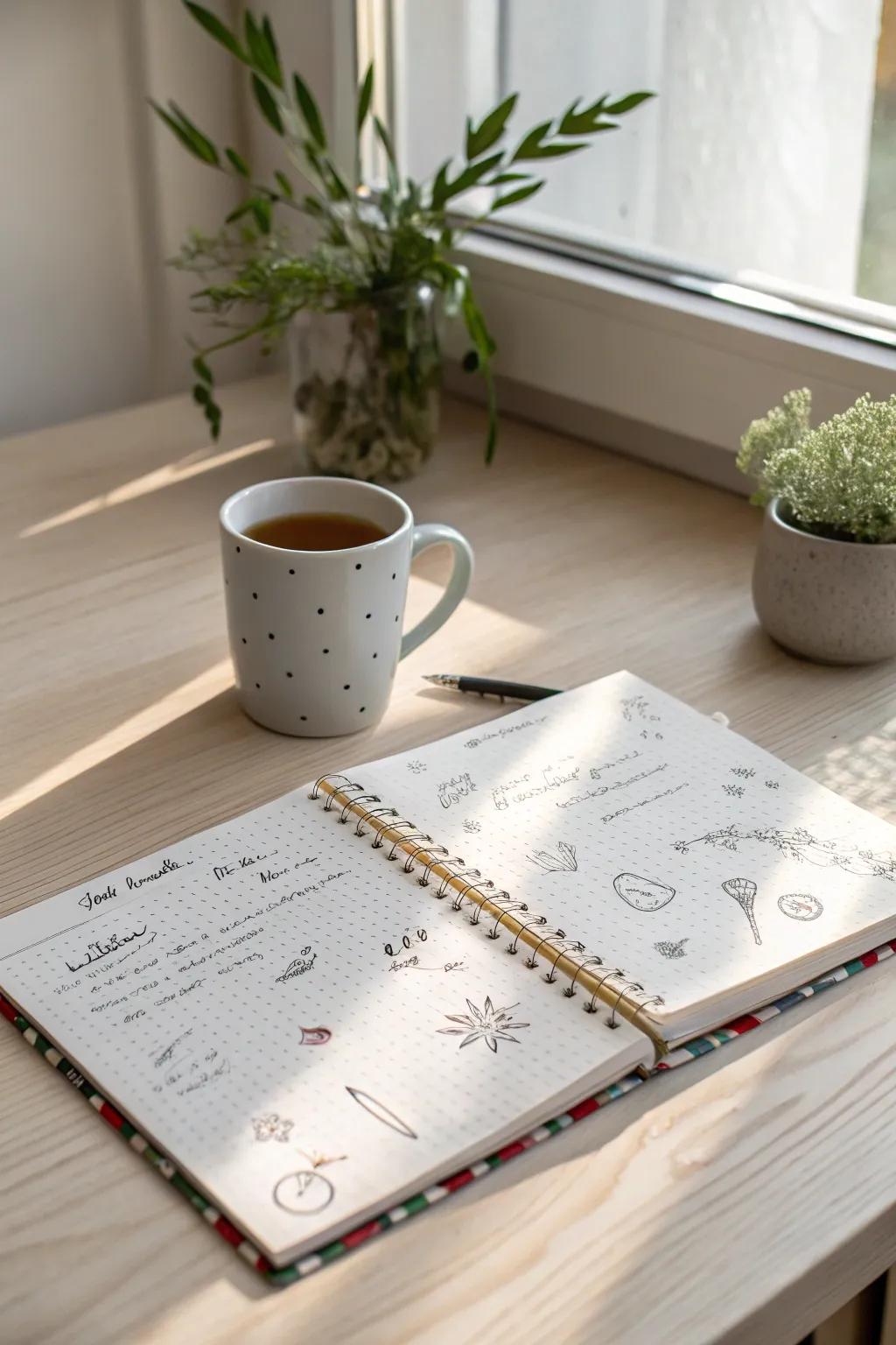 Embrace simplicity and creativity with a daily journal that inspires mindfulness and artistry.