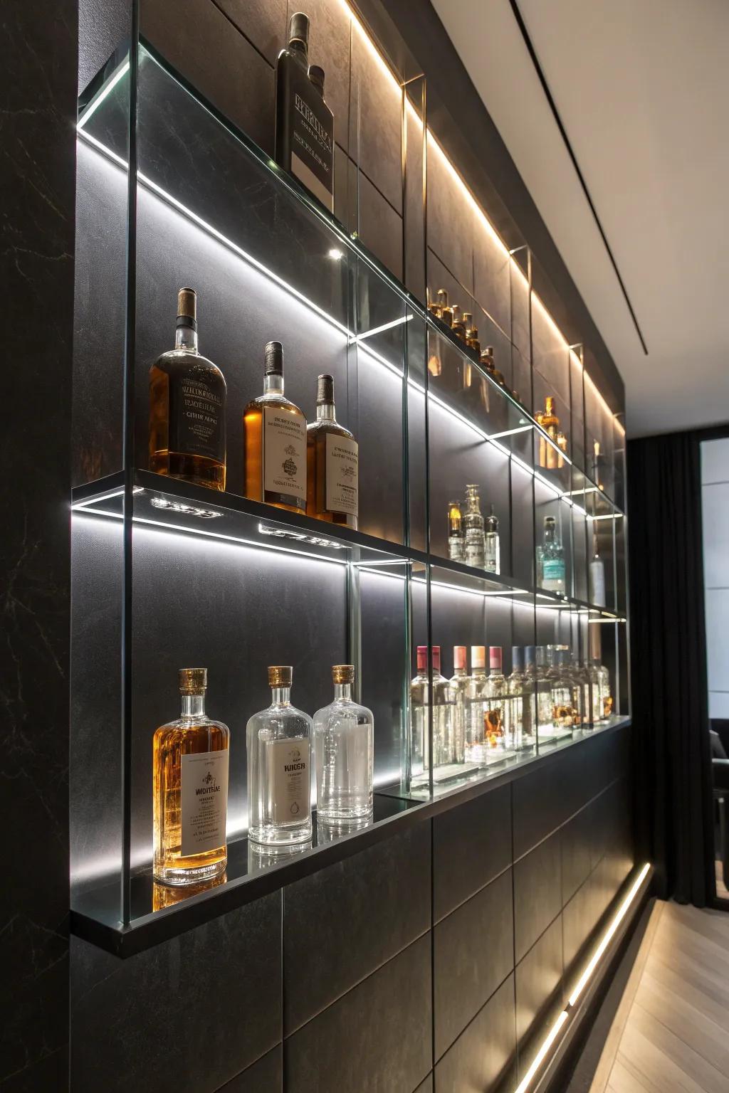 Elevate your space with floating glass shelves that blend modern elegance with a touch of magic.