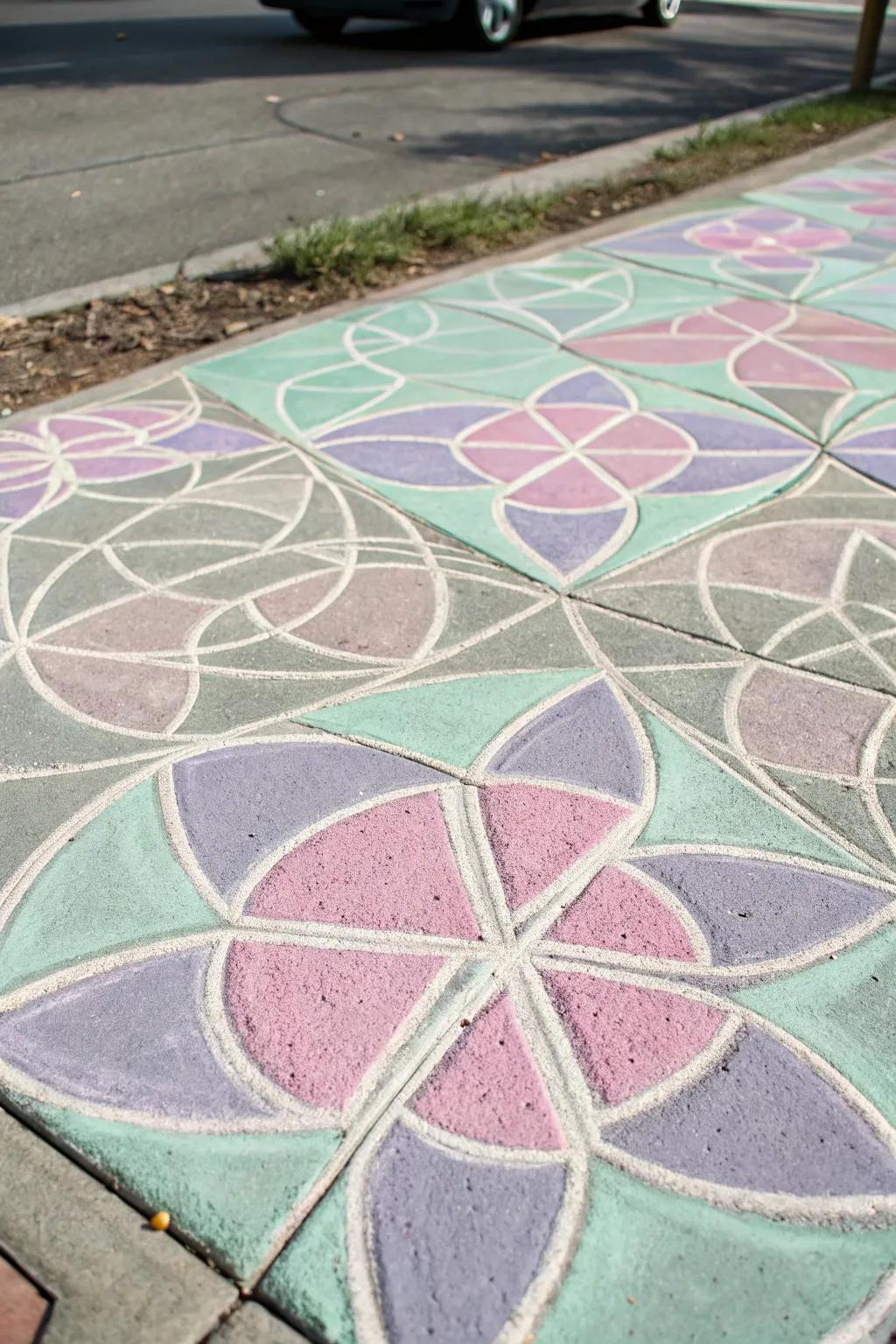 Transform your walkway into a charming masterpiece with easy chalk mosaics!