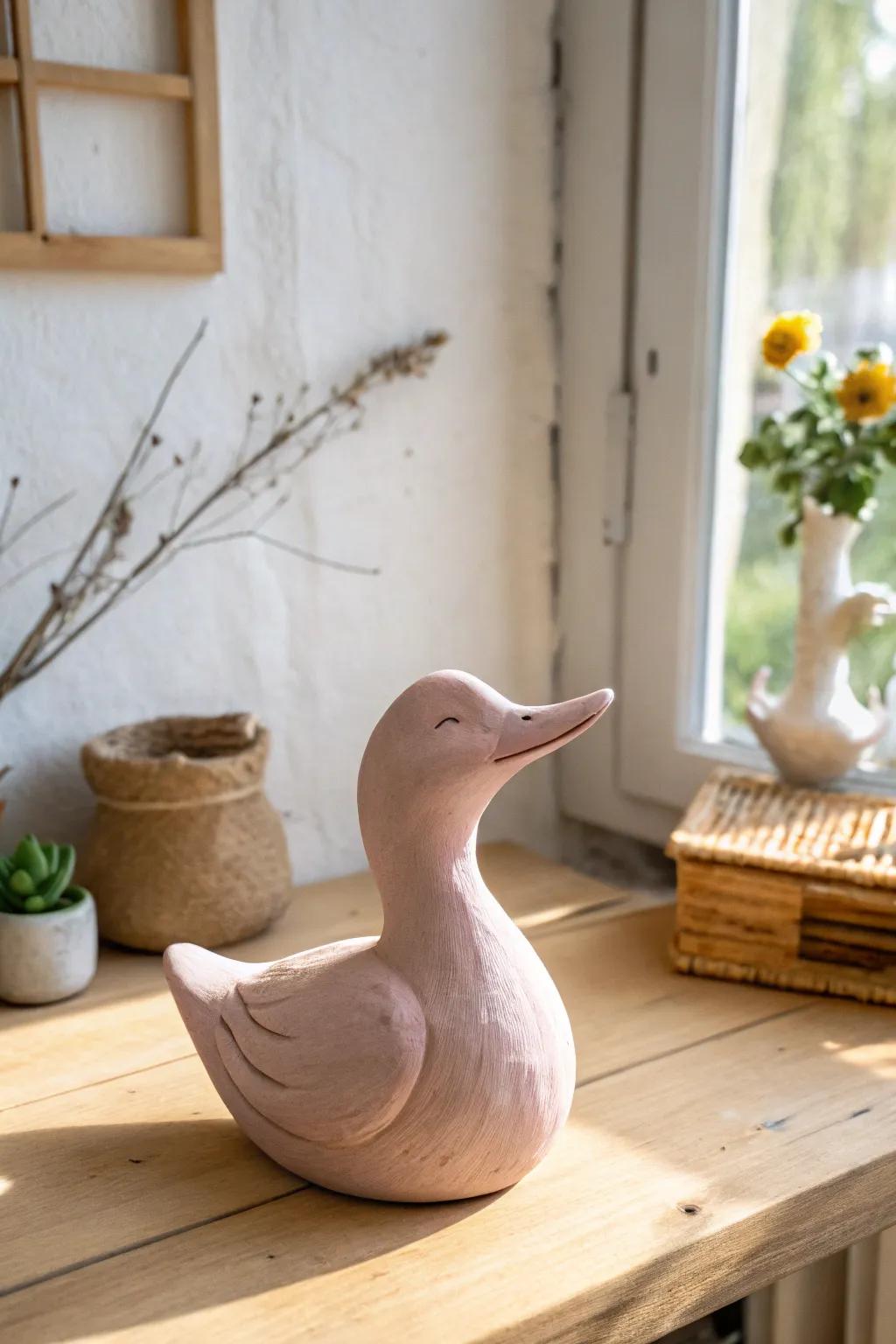 Discover the joy of creating with this adorable clay duck, a perfect blend of simplicity and charm.