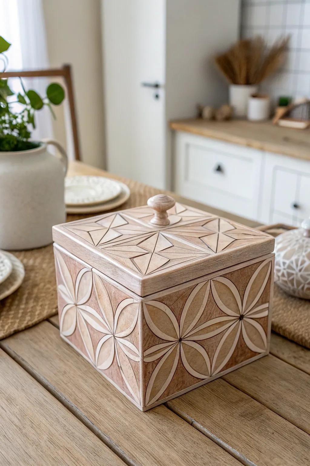 Embrace simplicity with this handcrafted geometric clay box, a perfect blend of Scandinavian minimalism and Boho charm.