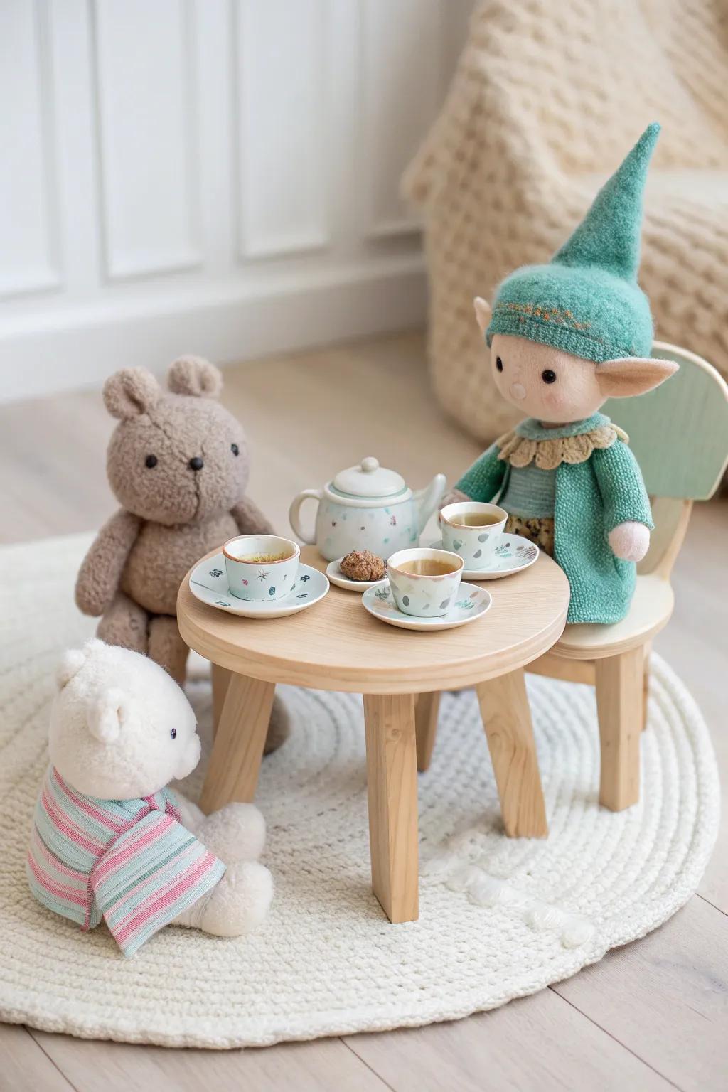A whimsical tea party with an elf at the heart of simplicity and charm. 🍵✨ #ScandiBoho #ElfTeaParty