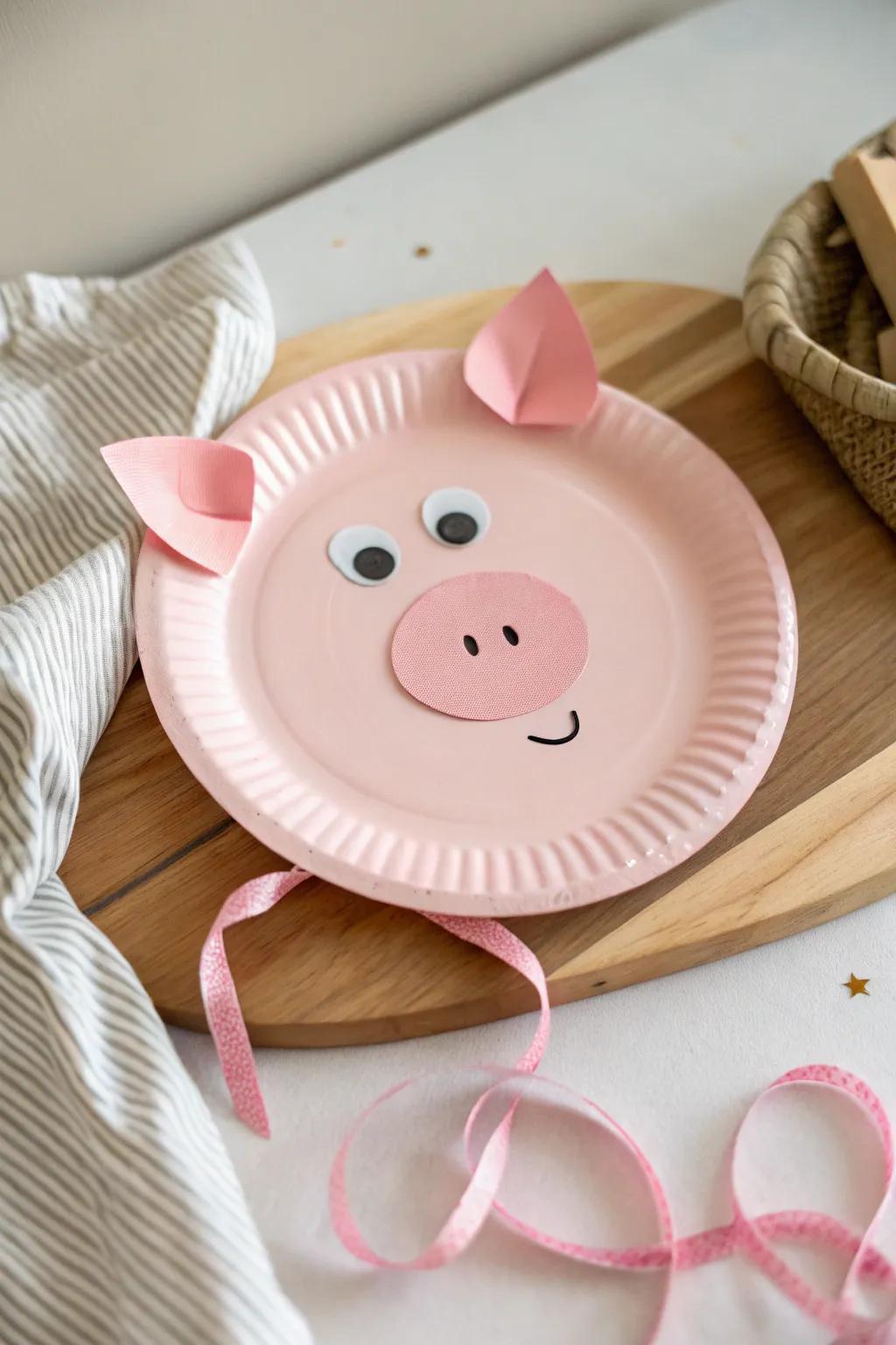 Simple Joys: Create this adorable paper plate piggy with your little one for a delightful crafting experience!