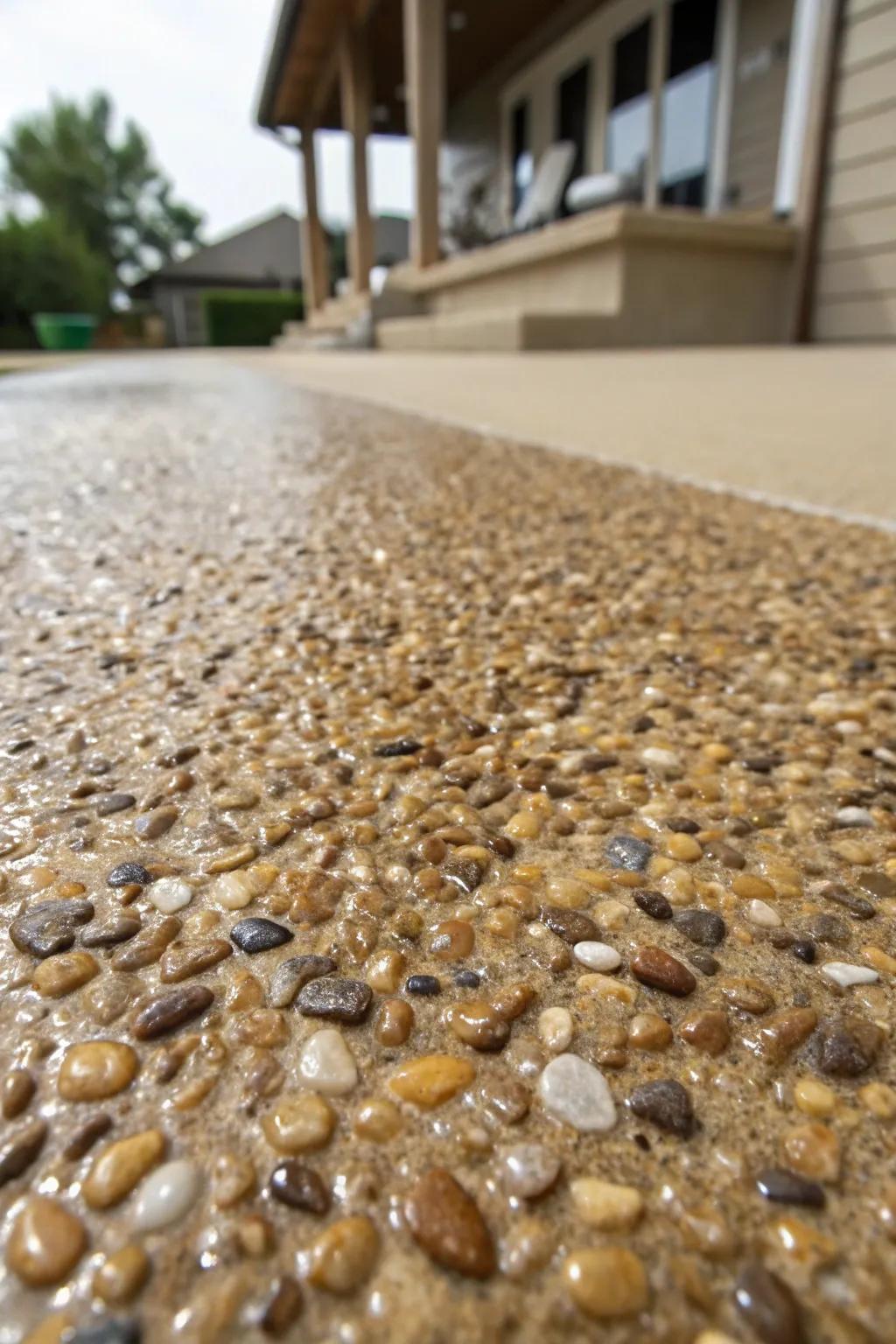 Experience the perfect blend of natural charm and modern durability with a pea gravel epoxy patio.