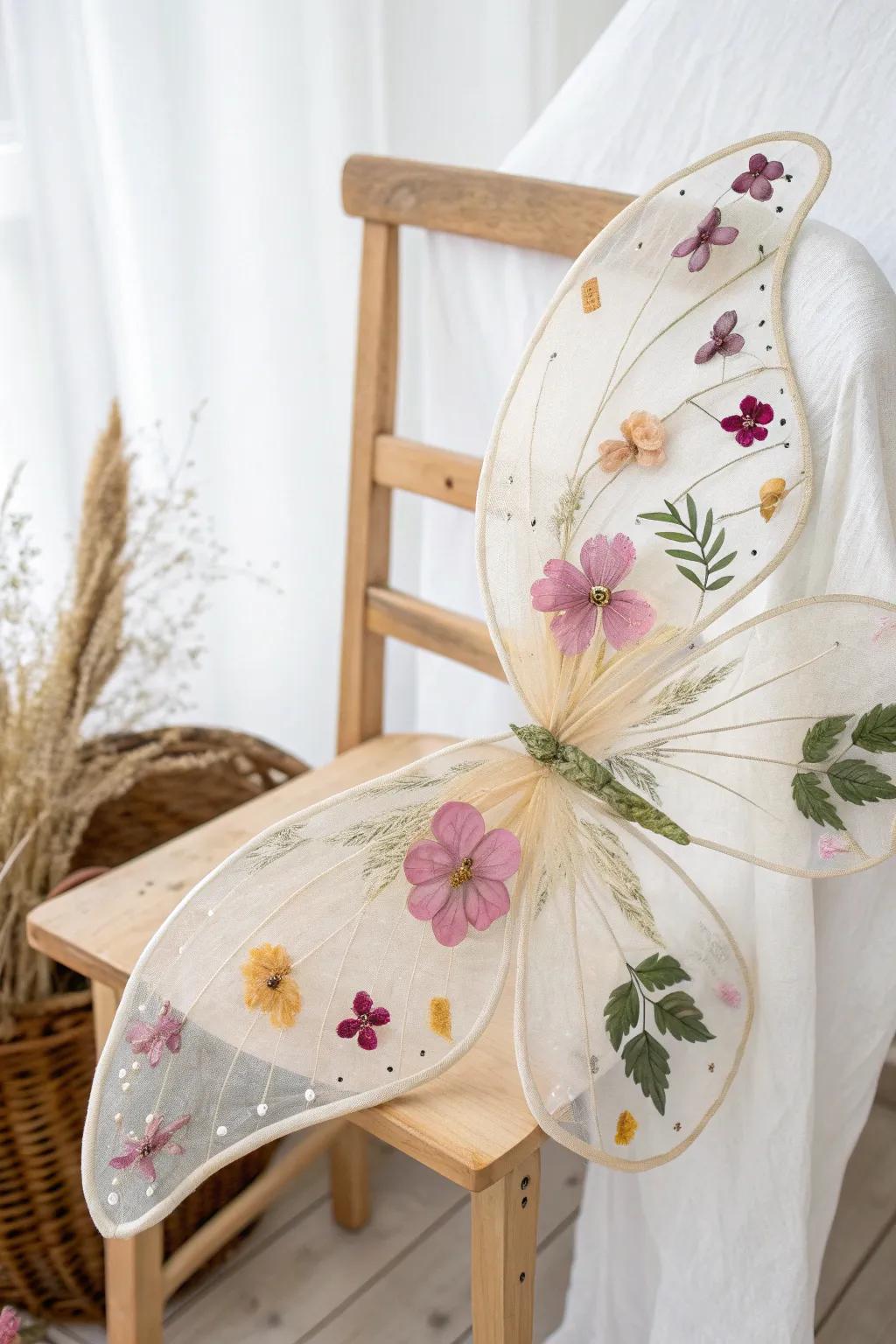Bring a touch of the garden into your fairy tale with pressed flower wings. 🌸✨ #FairyWings #NaturalBeauty