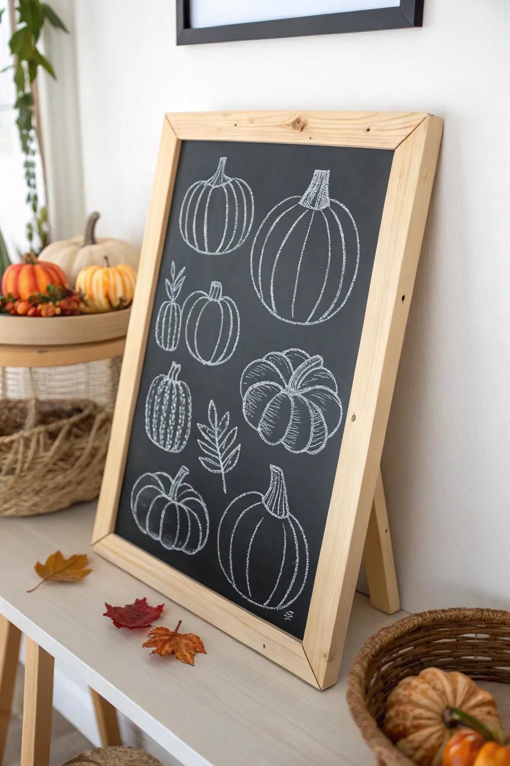 Capture the essence of autumn with a charming Pumpkin Patch Chalkboard – a perfect blend of family creativity and minimalist design.