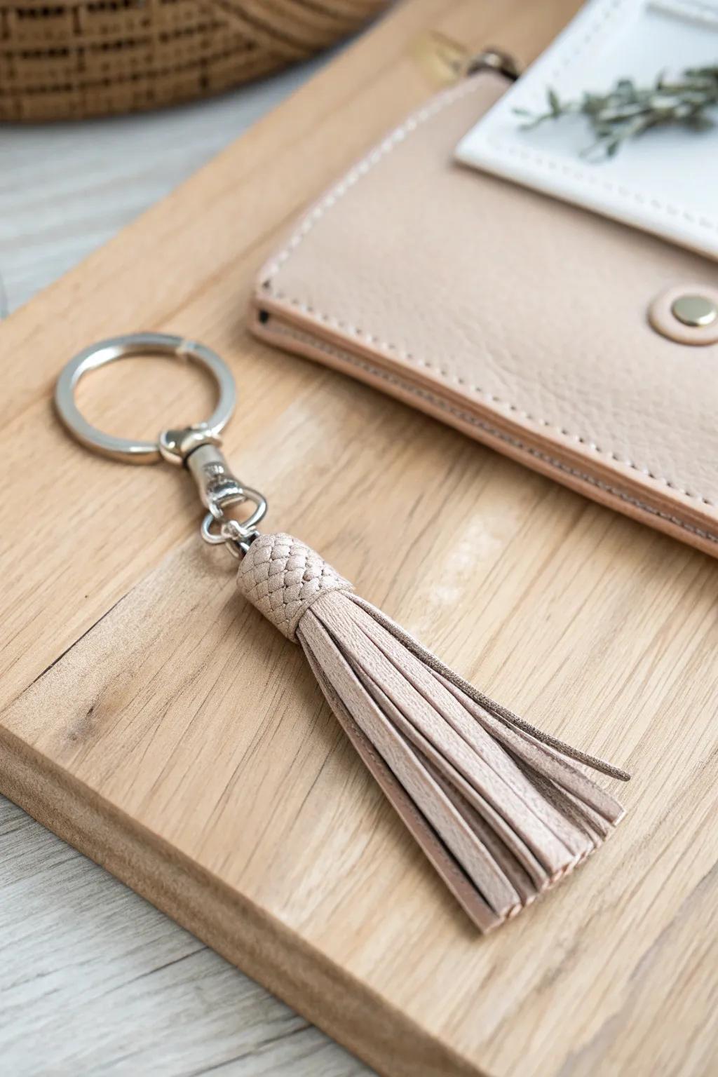 Elevate your keys with chic faux leather charm – simplicity at its finest.