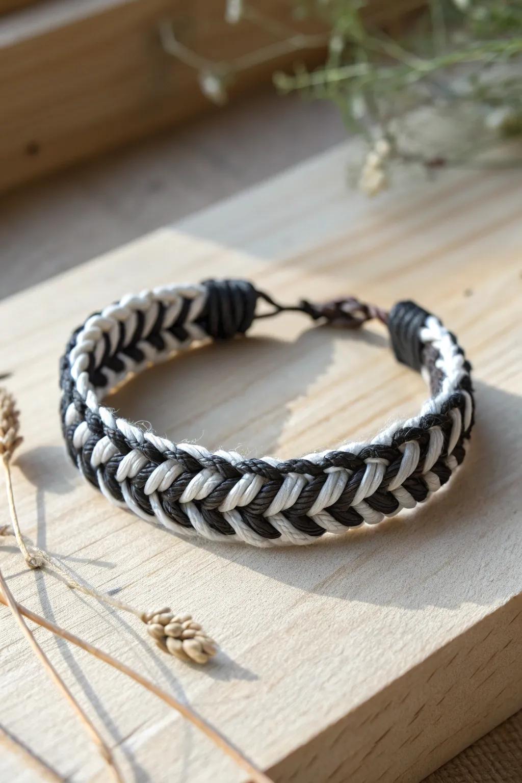Timeless Elegance: The Black and White Fishtail Bracelet That Complements Every Look.