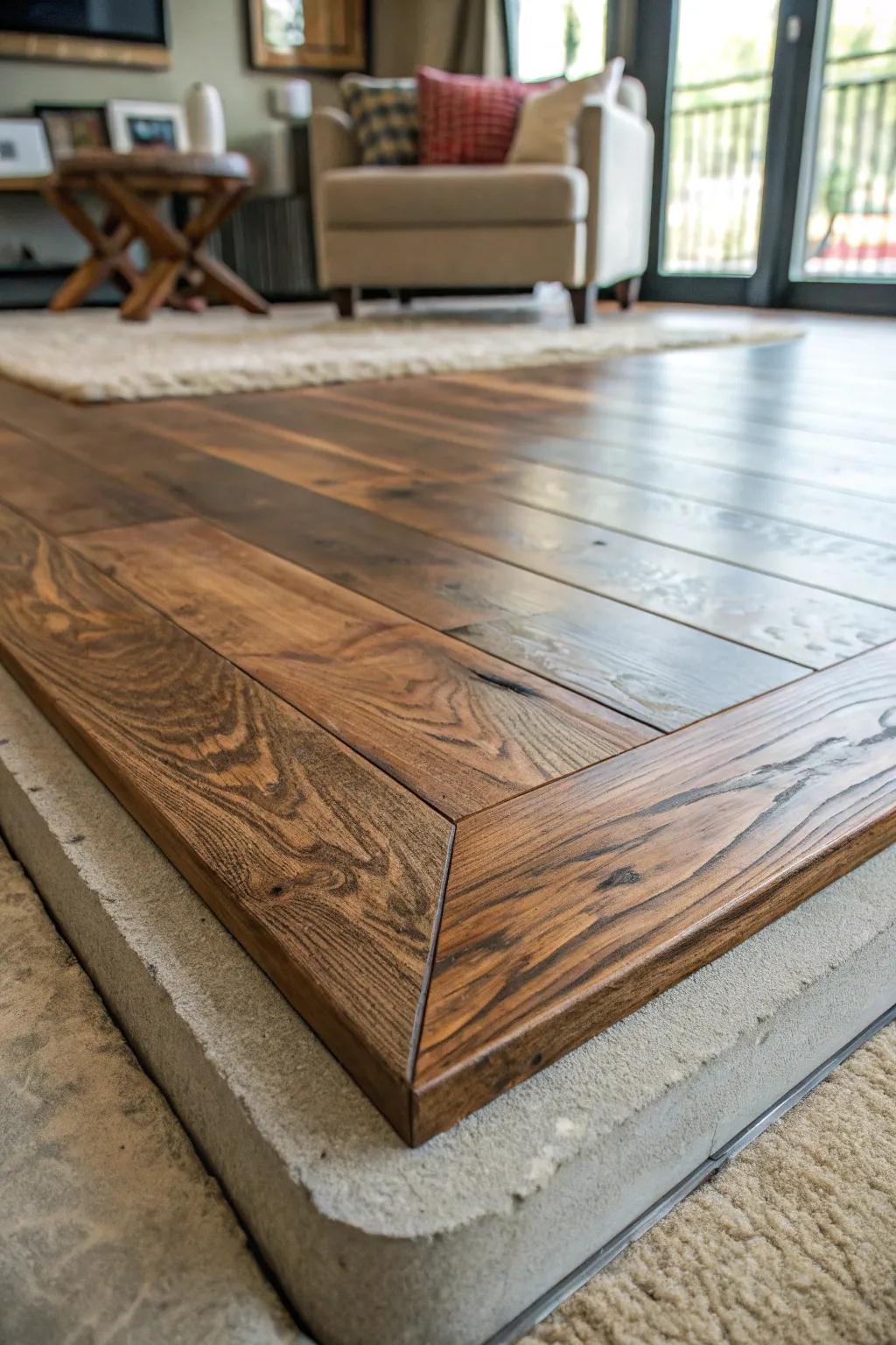Transform your space with the warmth and elegance of crafted wood plank flooring.