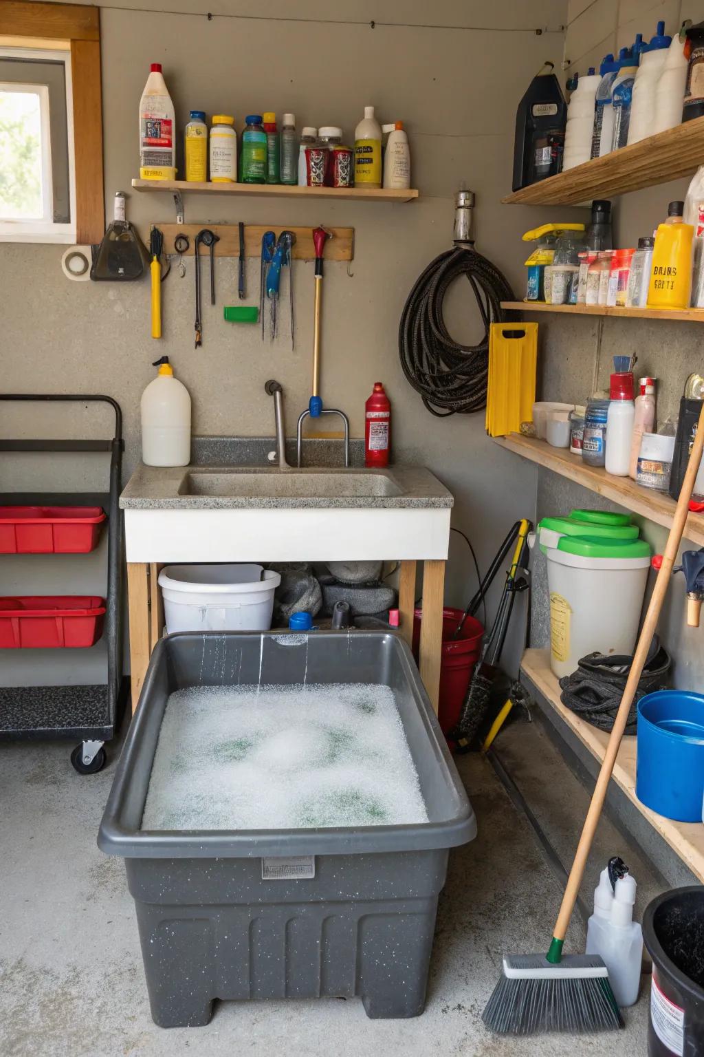 A practical deep utility sink for all your garage needs.