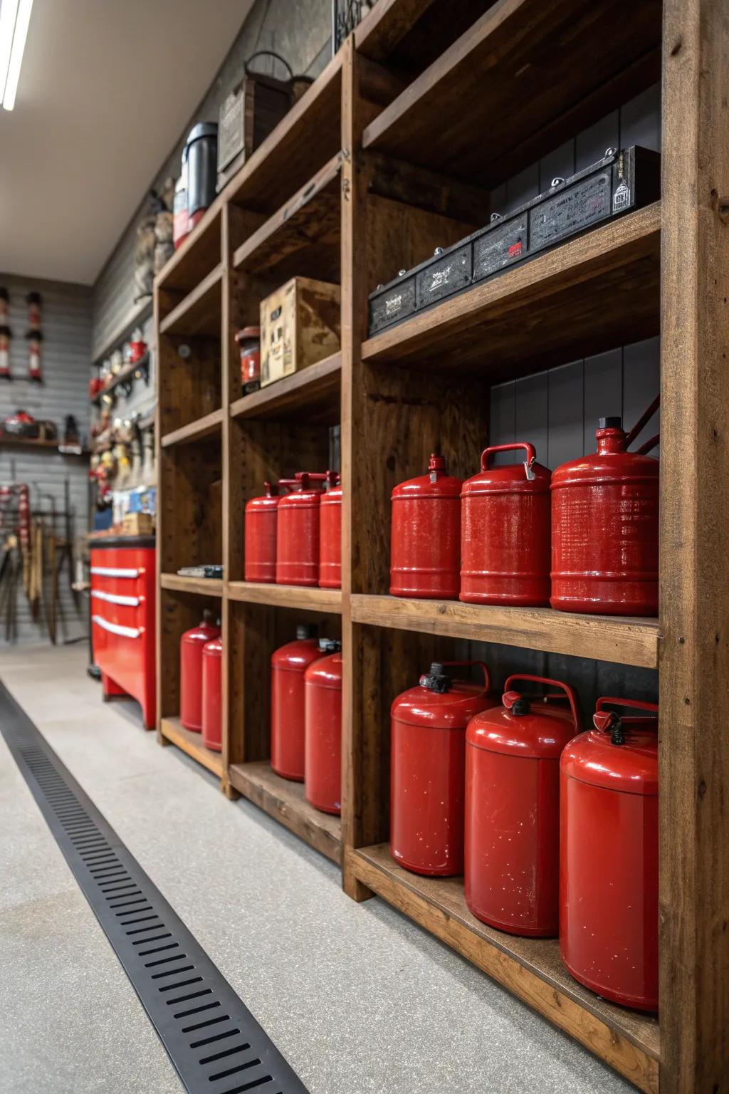 Elevate your garage organization with handcrafted shelving units that combine functionality and style.