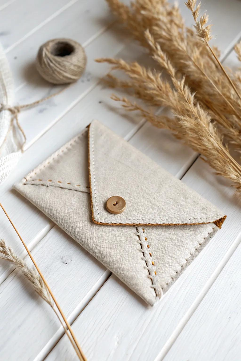 Embrace simplicity with a charming fabric envelope gift card holder, where craftsmanship meets minimalist elegance.
